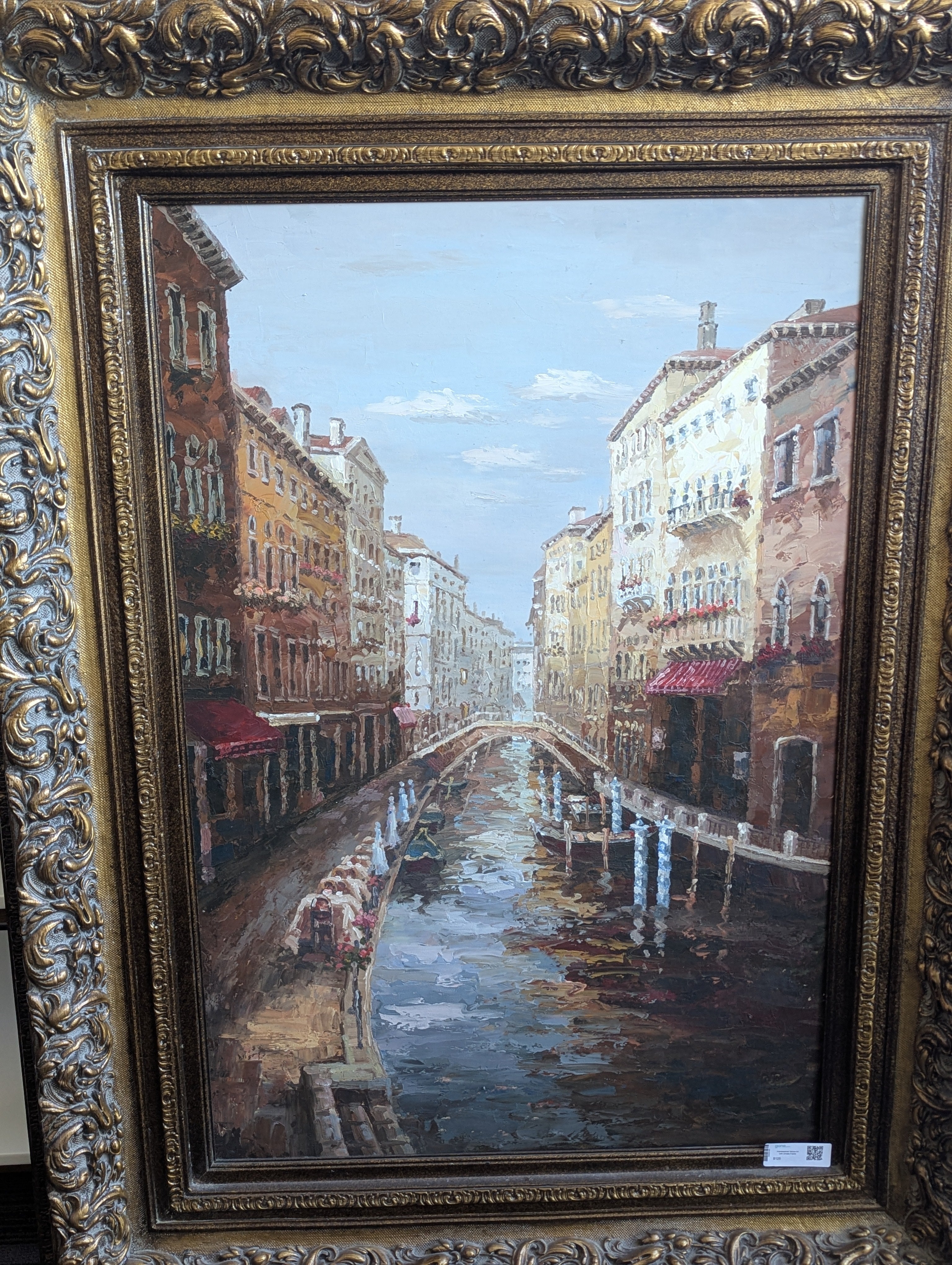 Impressionist Venice Art with Ornate Frame
