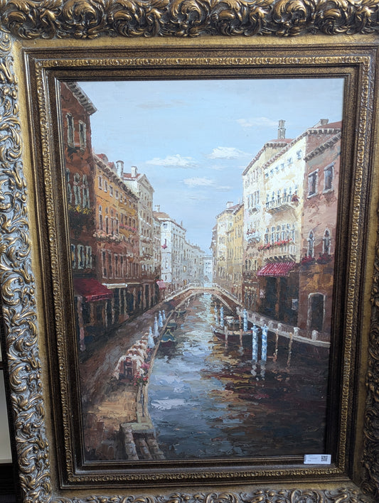 Impressionist Venice Art with Ornate Frame