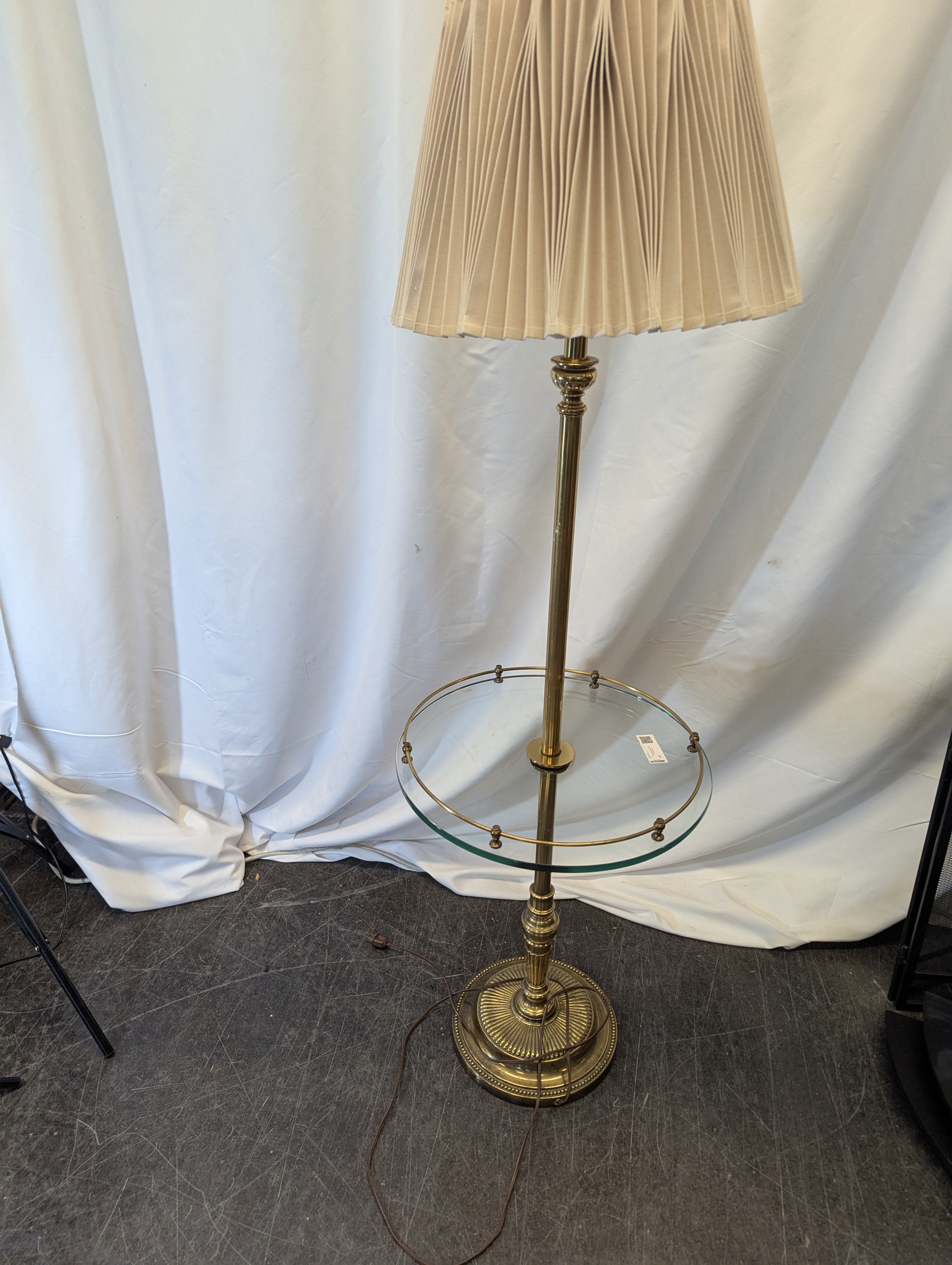 Brass Floor Lamp With Glass Shelf