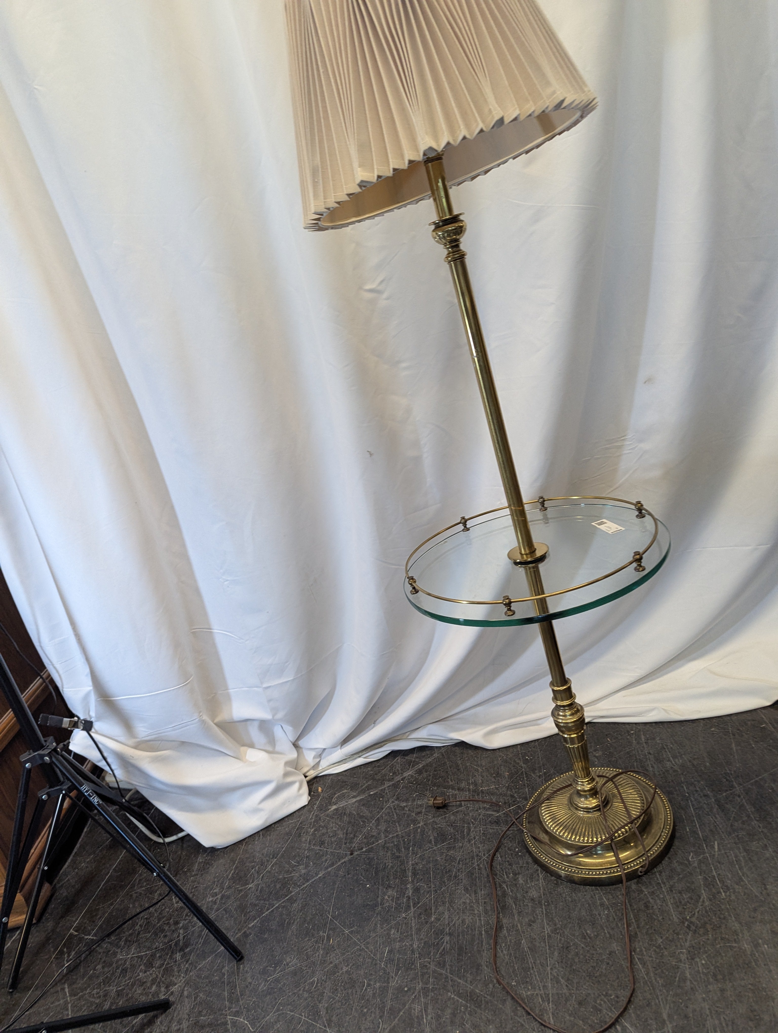 Brass Floor Lamp With Glass Shelf