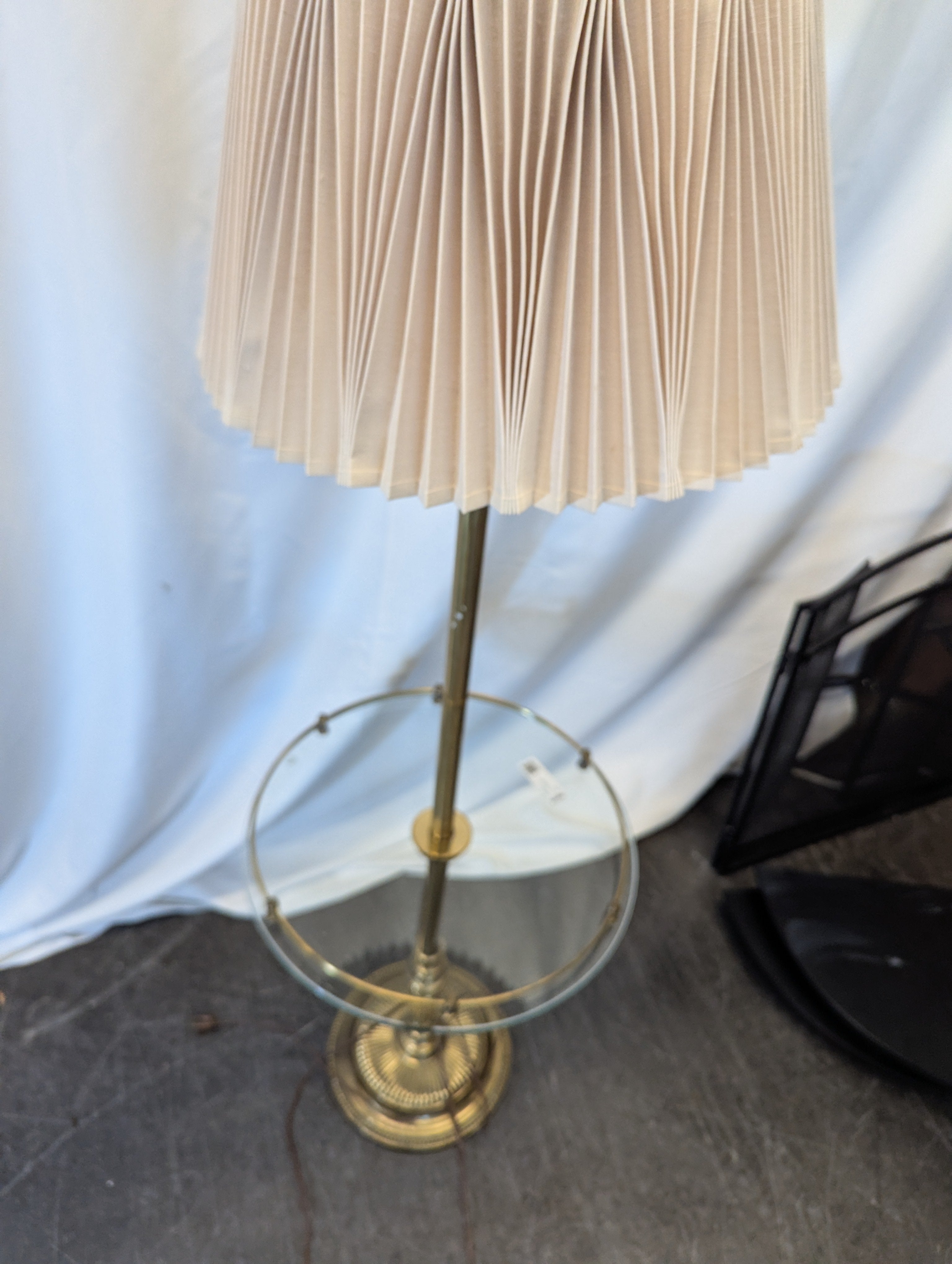 Brass Floor Lamp With Glass Shelf