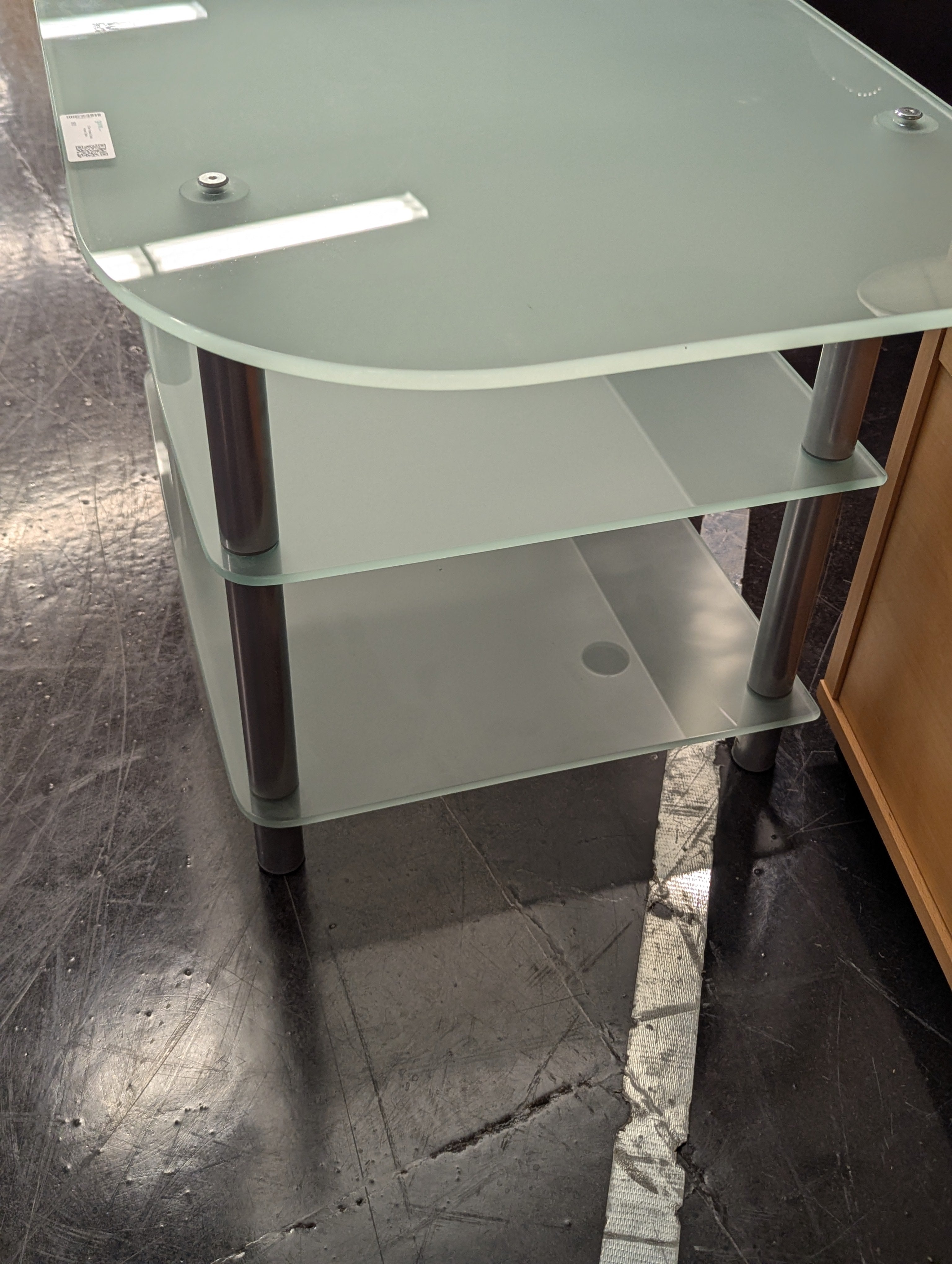 3 Tier Frosted Glass Accent Table