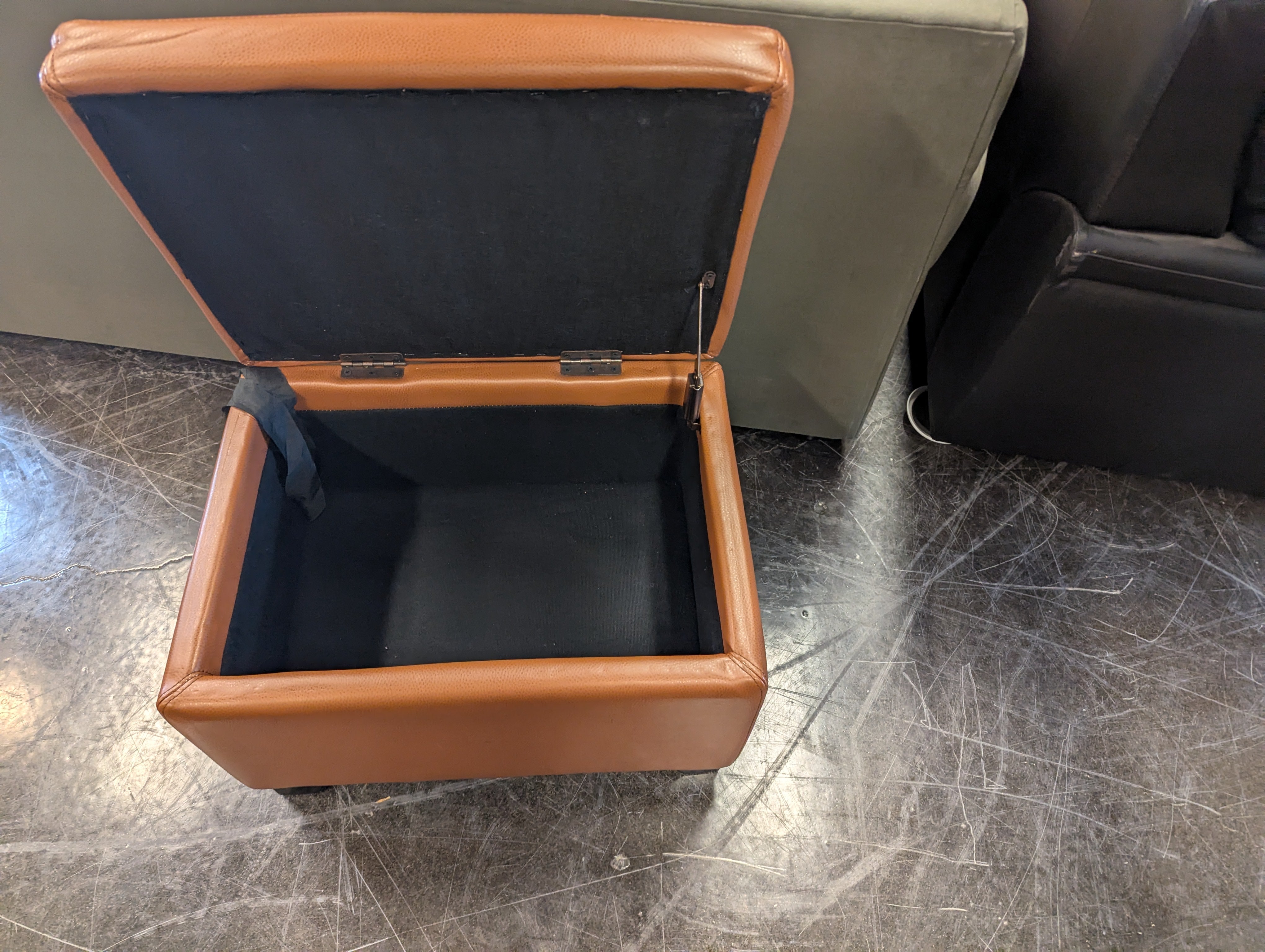 Brown Leather Ottoman With Storage