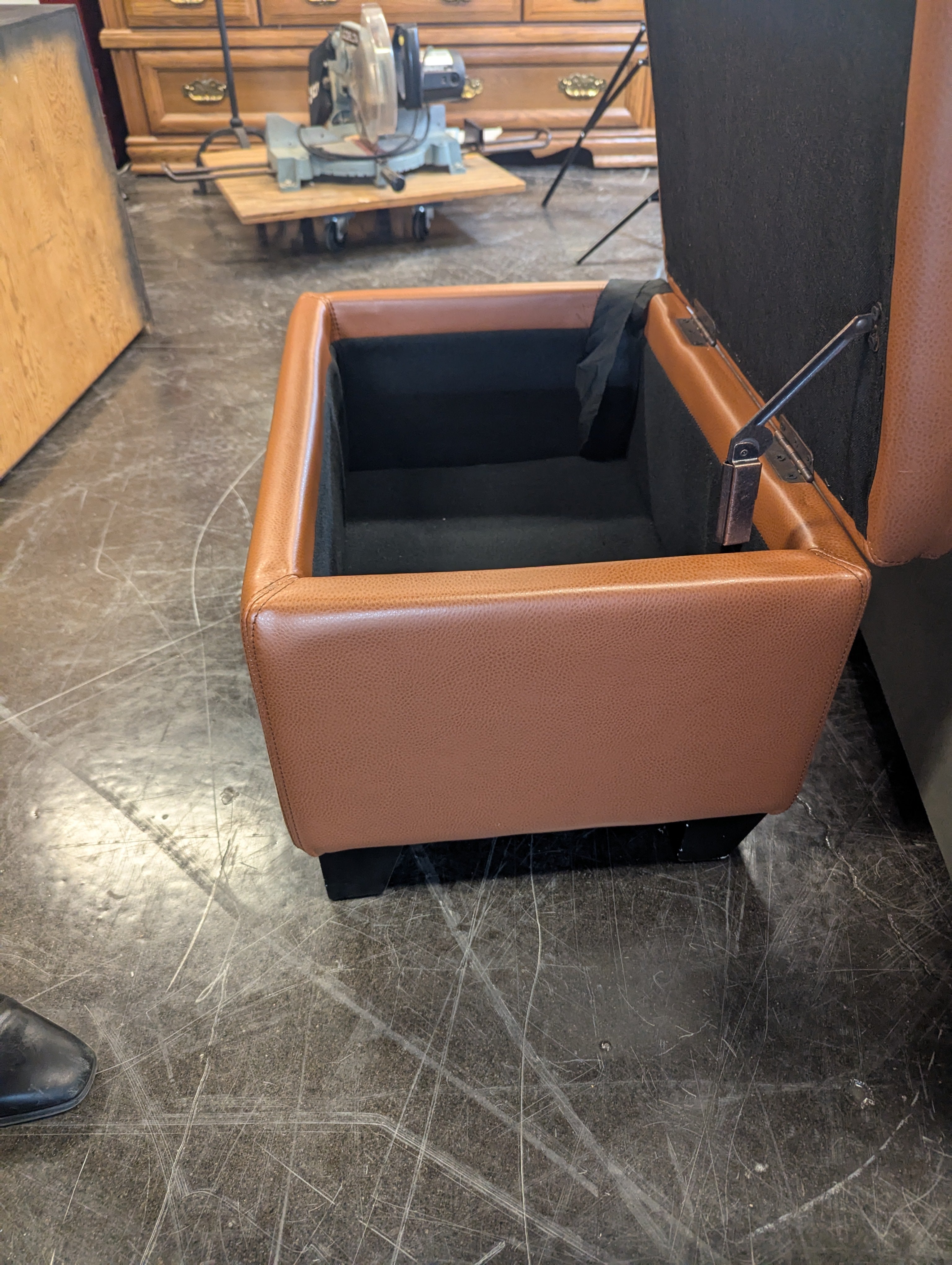 Brown Leather Ottoman With Storage