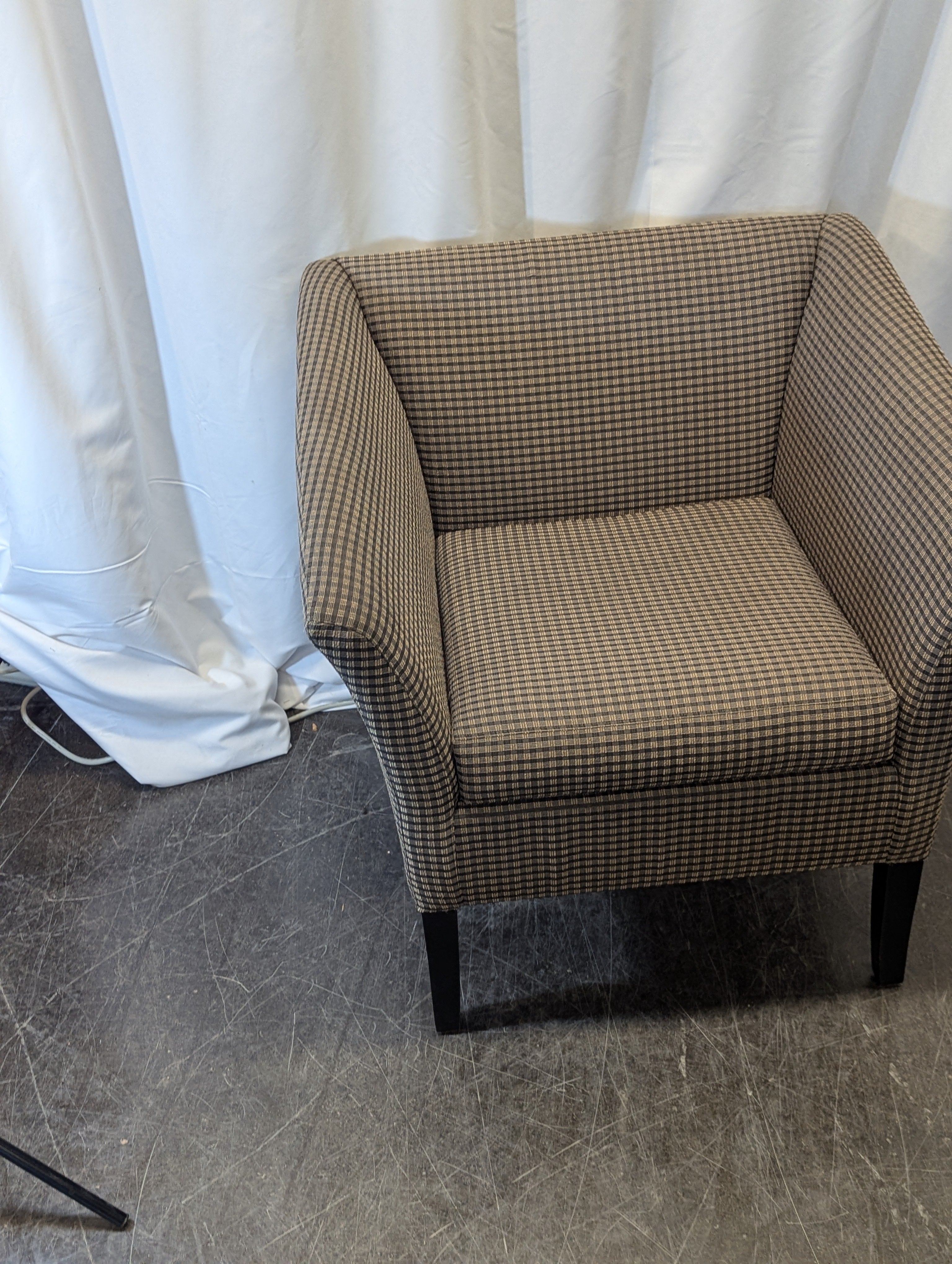 Modern Blue and Tan Plaid Club Chair