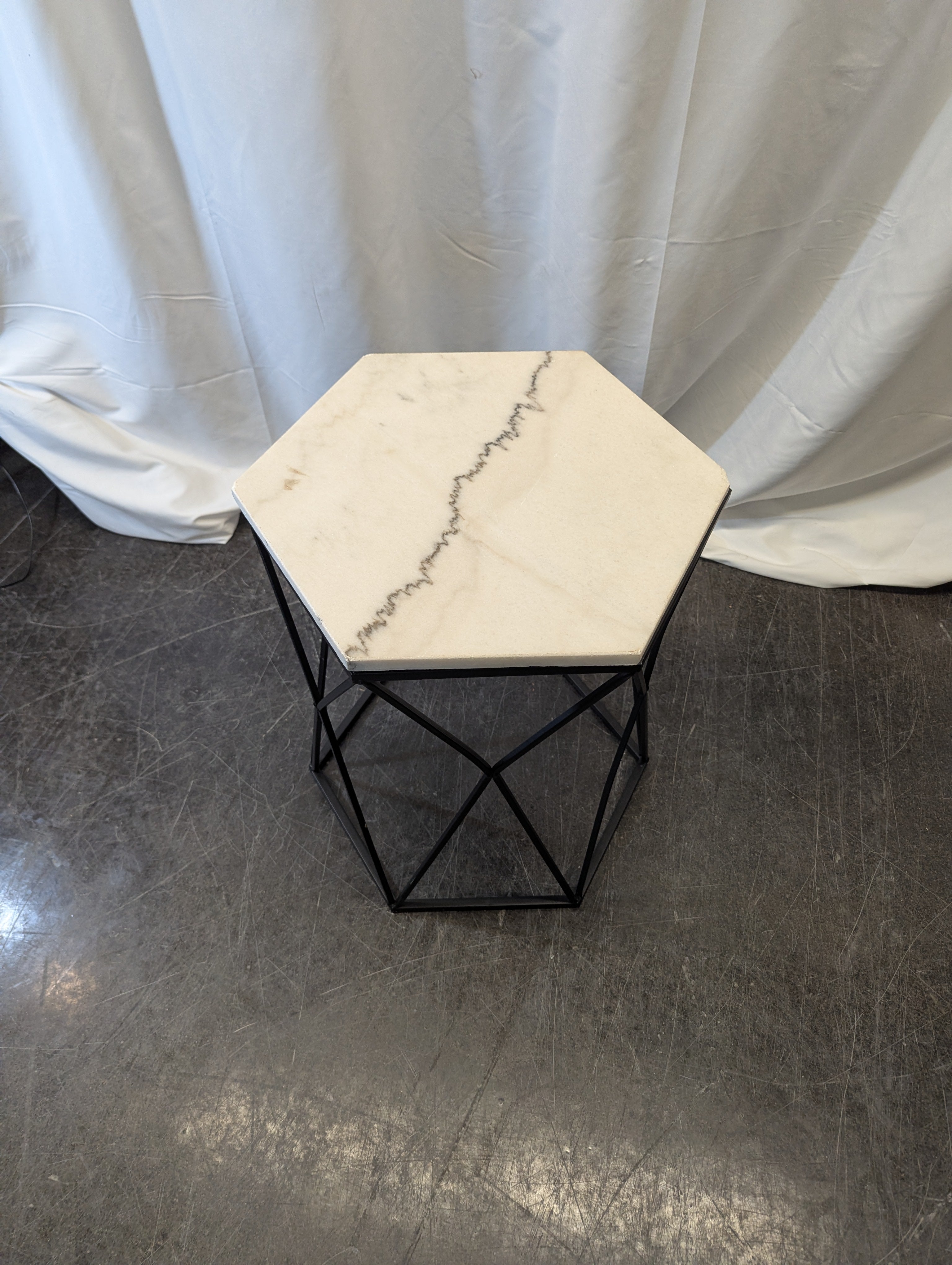 Faux Marble Hexagon Table