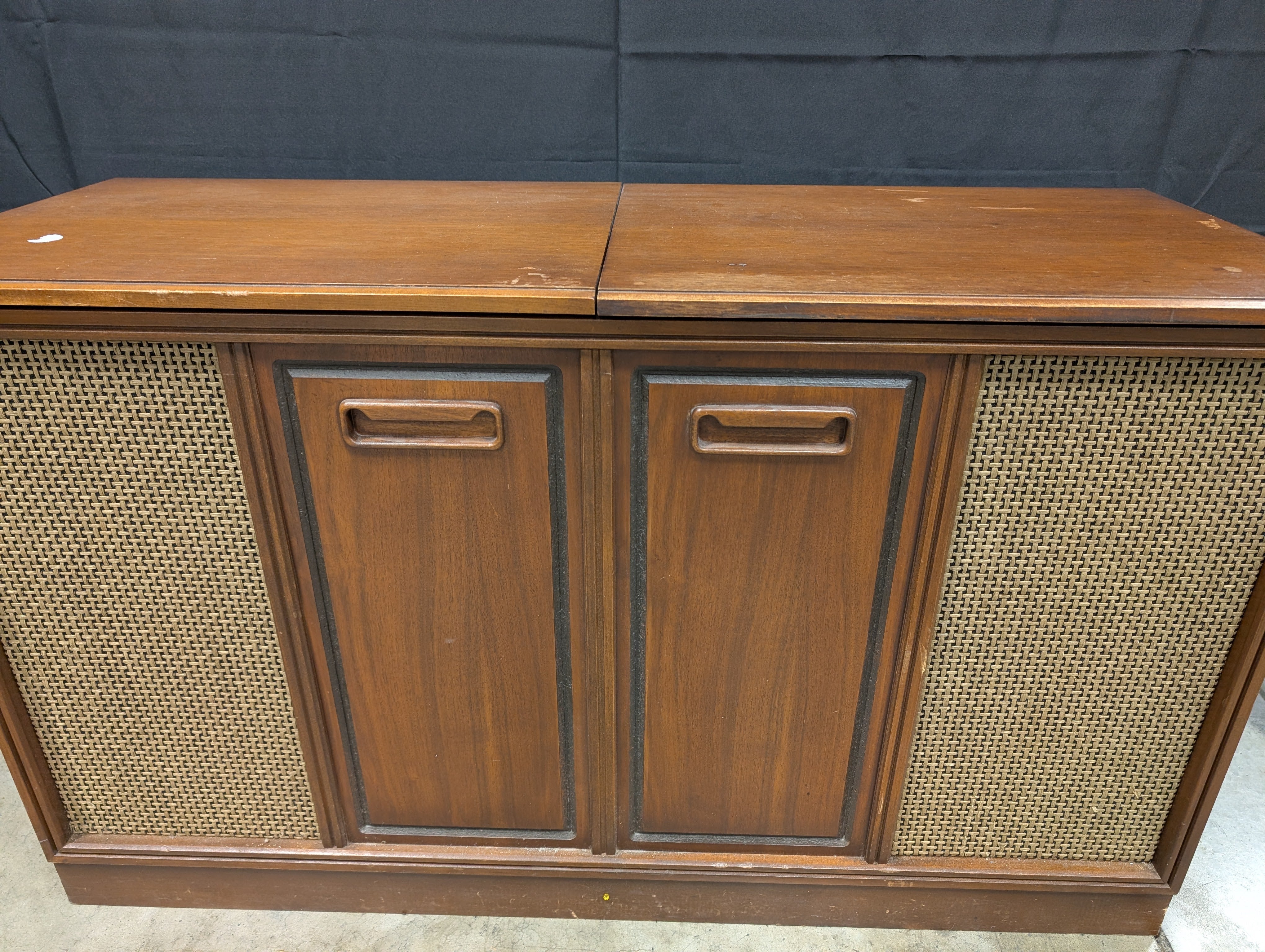 Mid-Century Modern Hardwood Stereo Console