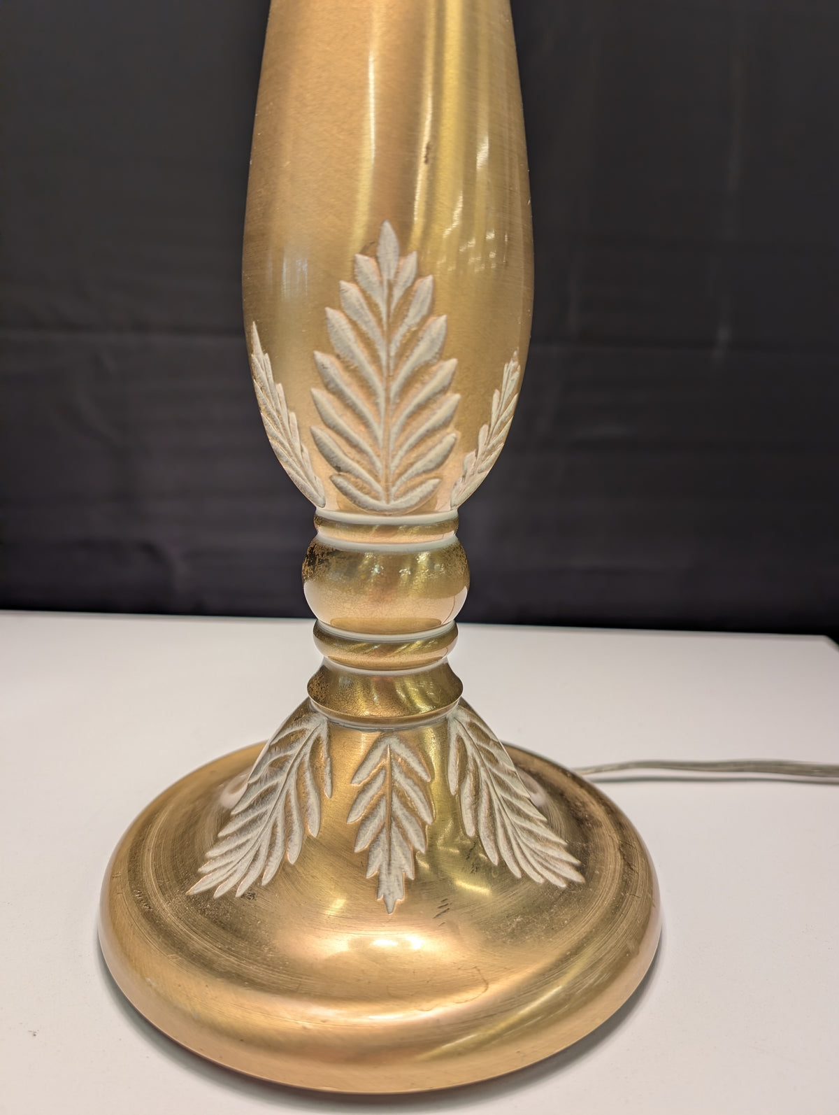 Stiffel Brass Table Lamp with White Bell Shade