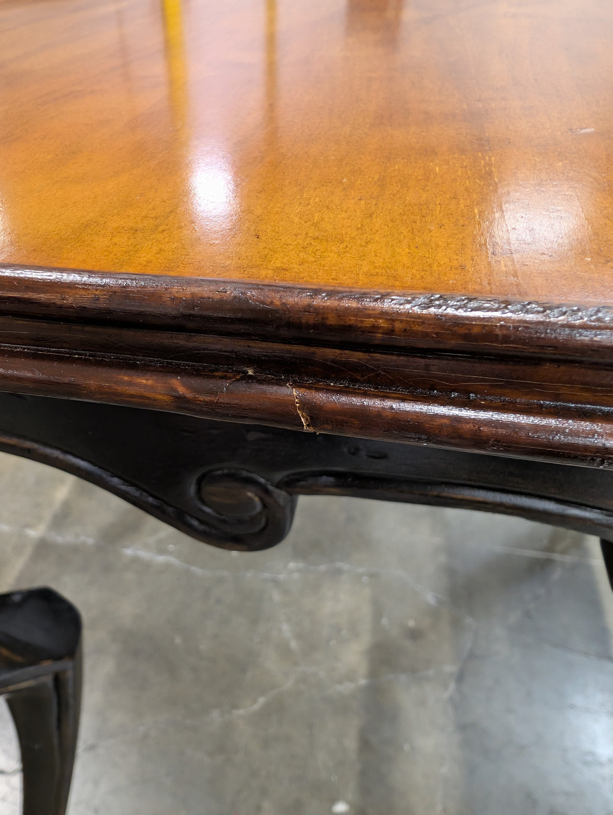 Distressed Black and Brown Wood Console Table