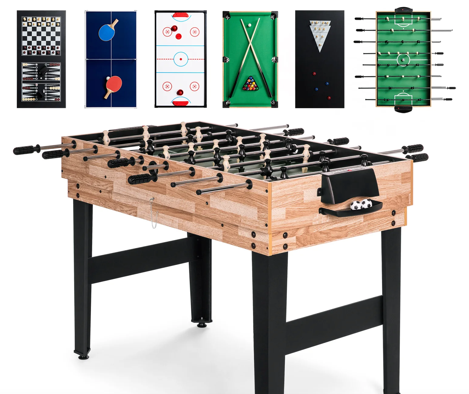 10-in-1 Combo Game Table Set w/ Pool, Foosball, Ping Pong, Chess - 2x4ft