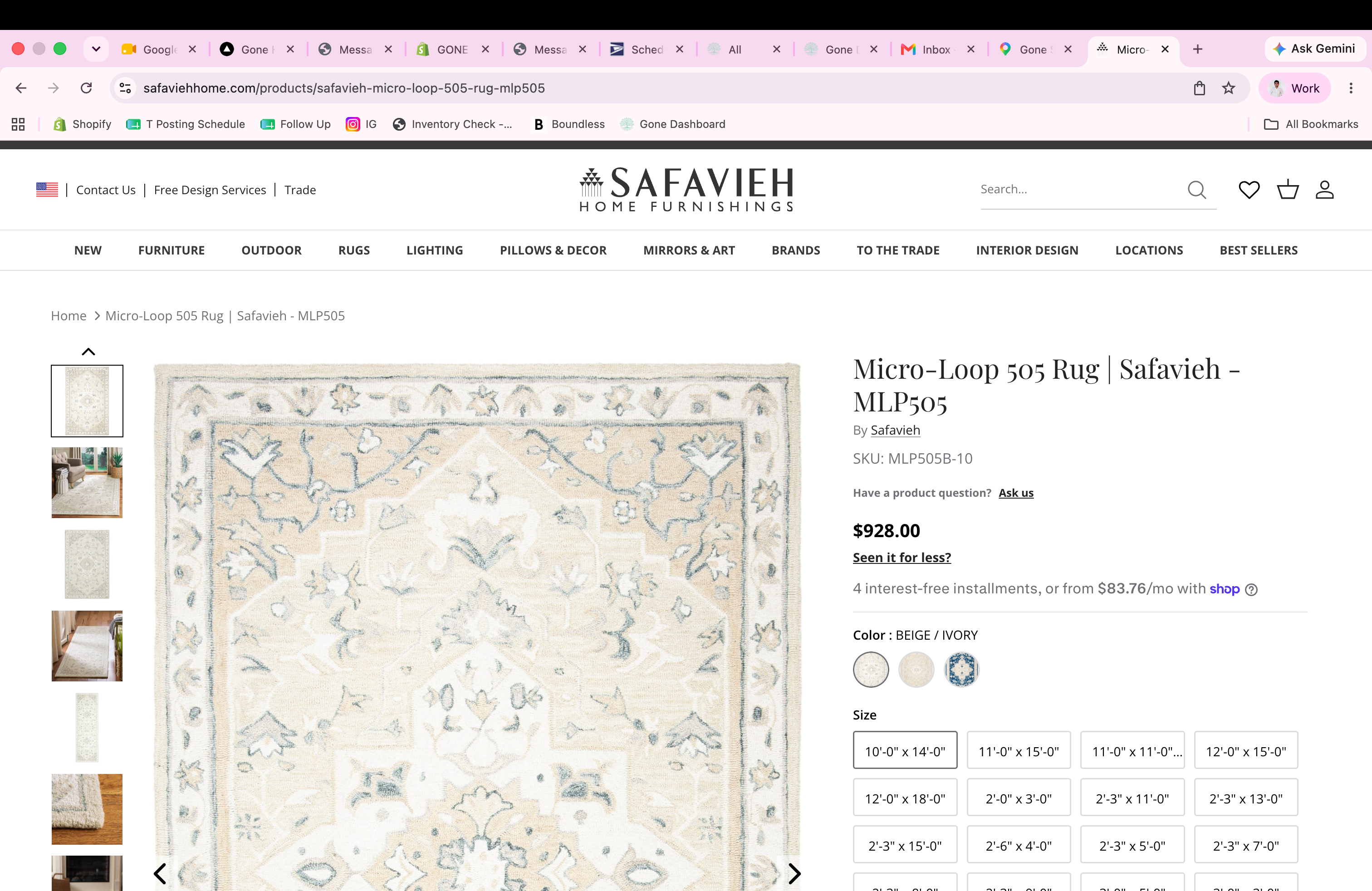 SAFAVIEH Micro-Loop Beige Ivory Traditional Medallion 10 x 14 Area Rug | 100% Wool Pile