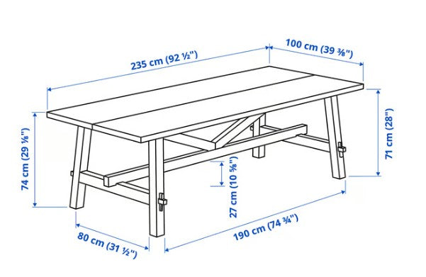 IKEA SKOGSTA Dining Table - Aracia Top with Sturdy Base - 92.5" Wide
