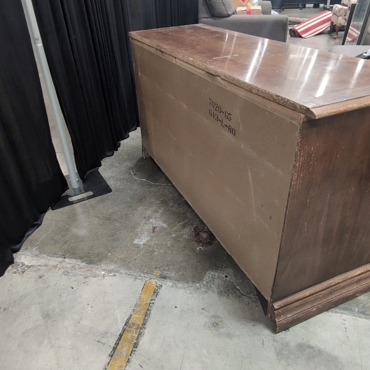 Traditional Dark Wood Buffet with Arched Panels
