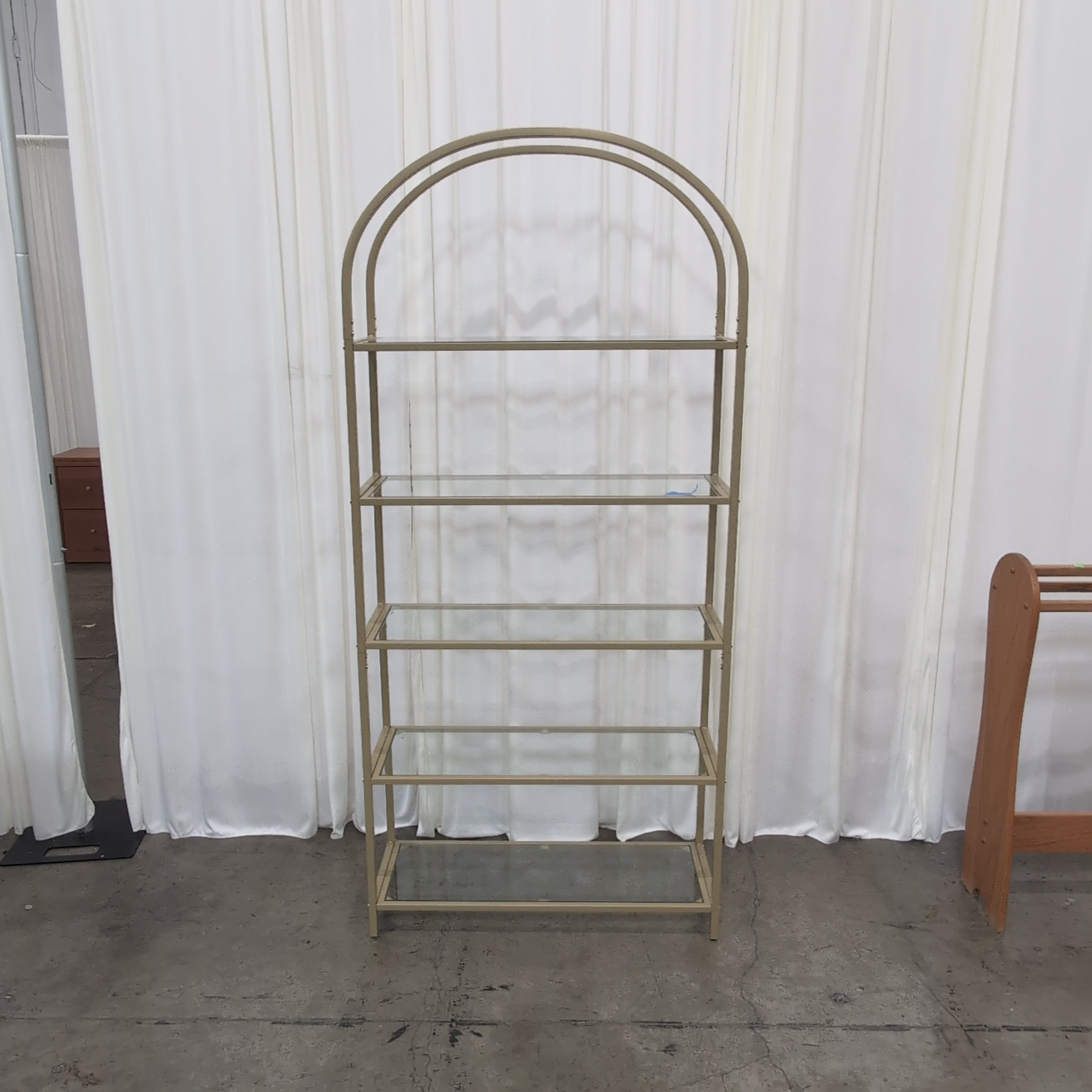 Gold Metal Arched Display Bookcase