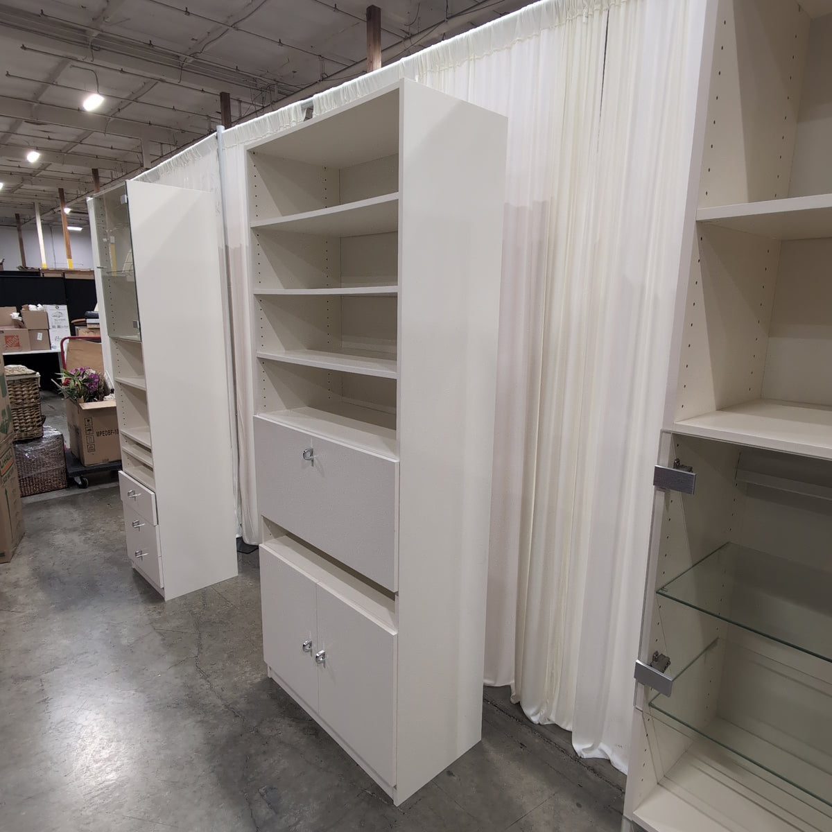 Off-White Adjustable Shelf Bookcase with Storage