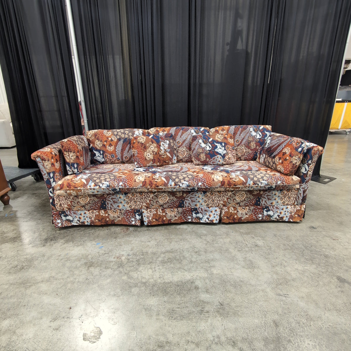 Ornate Floral Paisley Patterned Three-Seat Couch