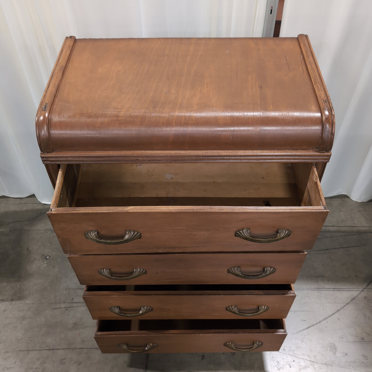 Brown Wood Five-Drawer Dresser