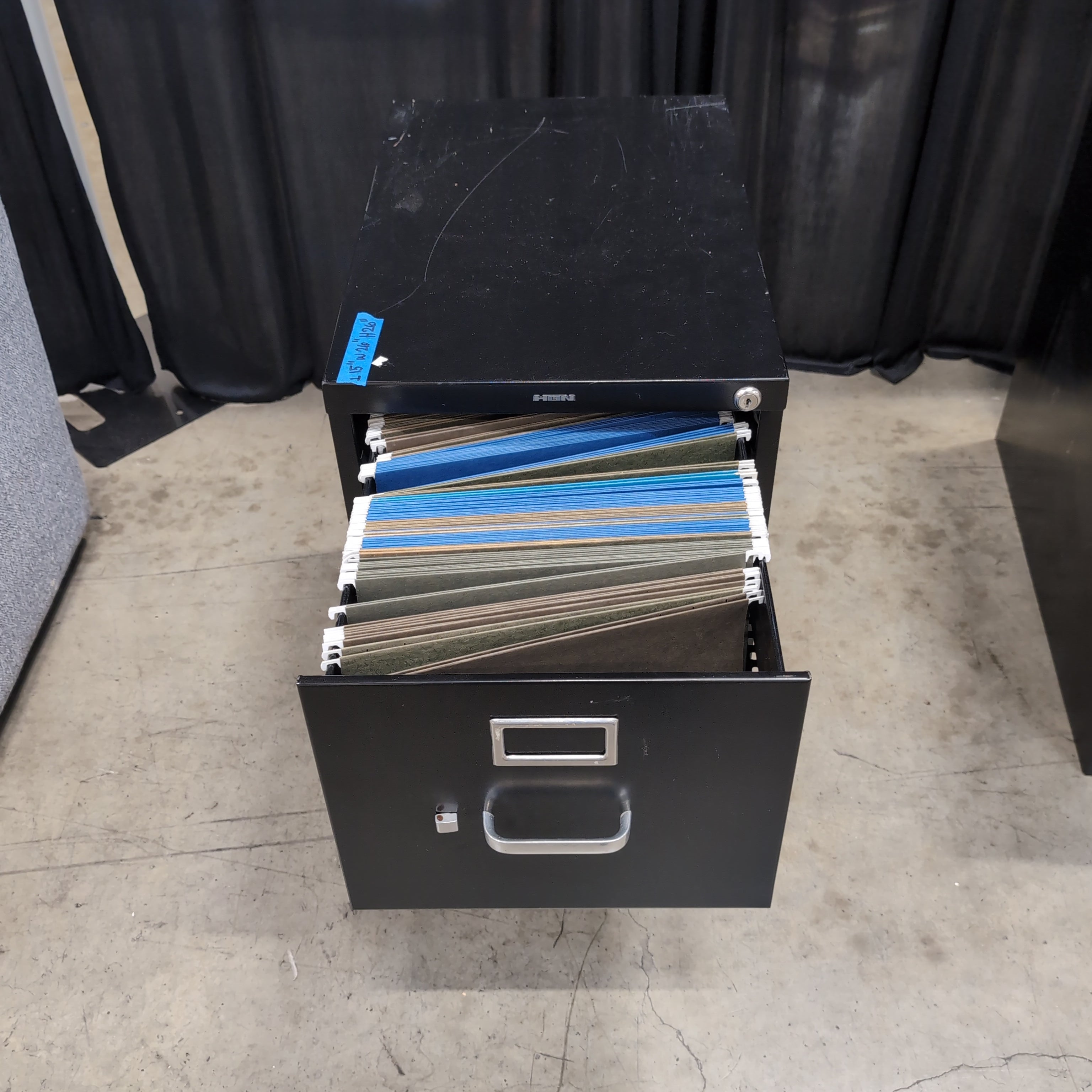 HON Black Two-Drawer Filing Cabinet in Metal