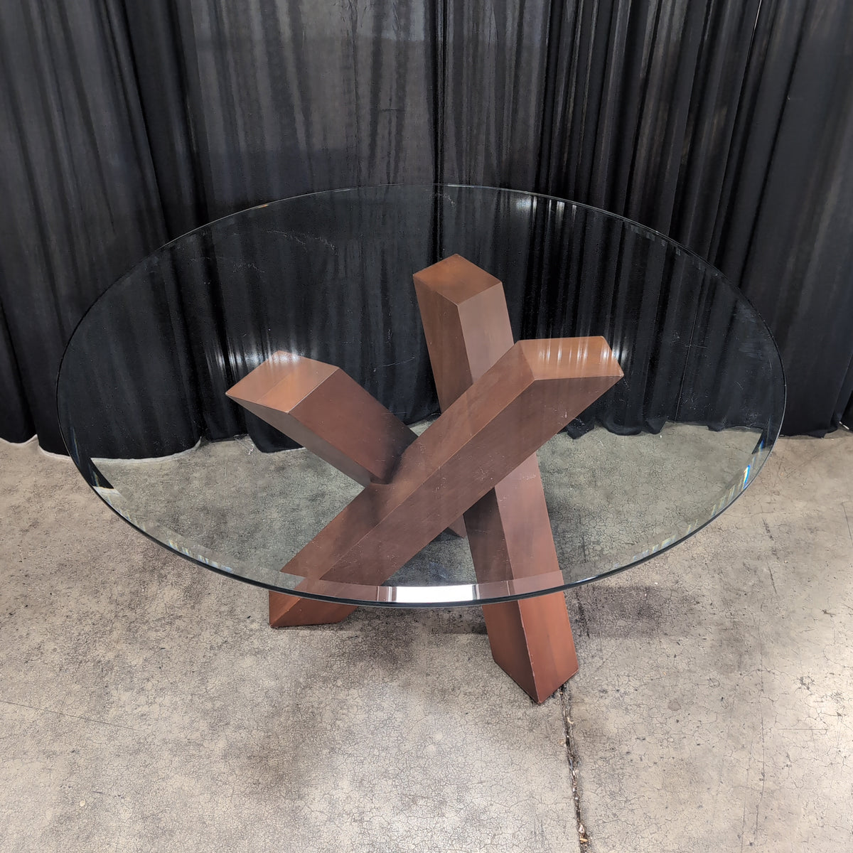 Cherry Finish Geometric Wood Coffee Table Base