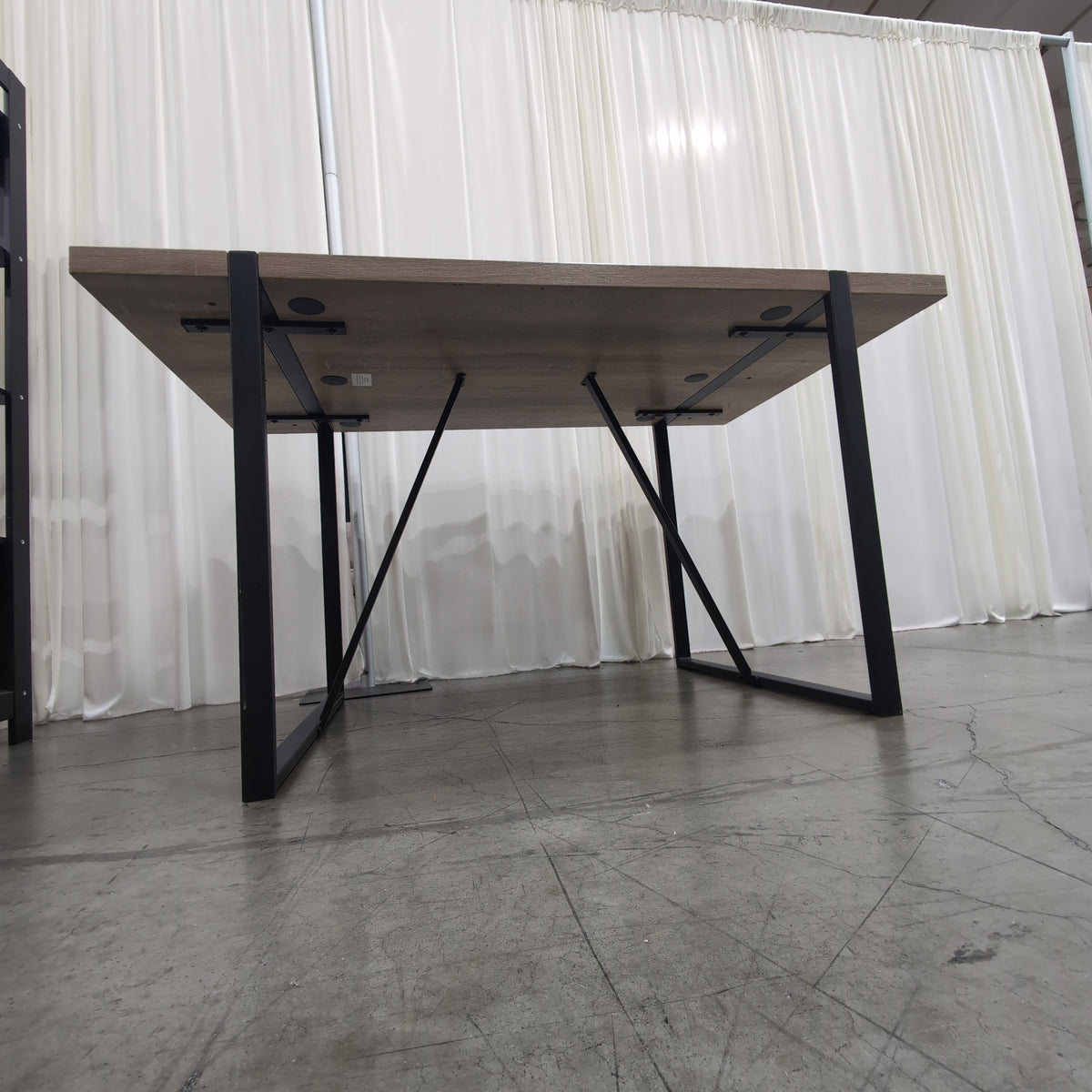 Light Wood-Look Industrial Dining Table