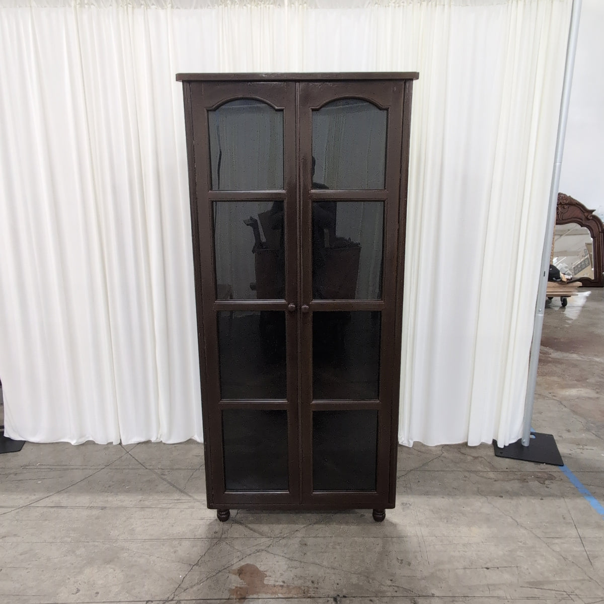 Dark Brown Wood China Cabinet with Glass Doors