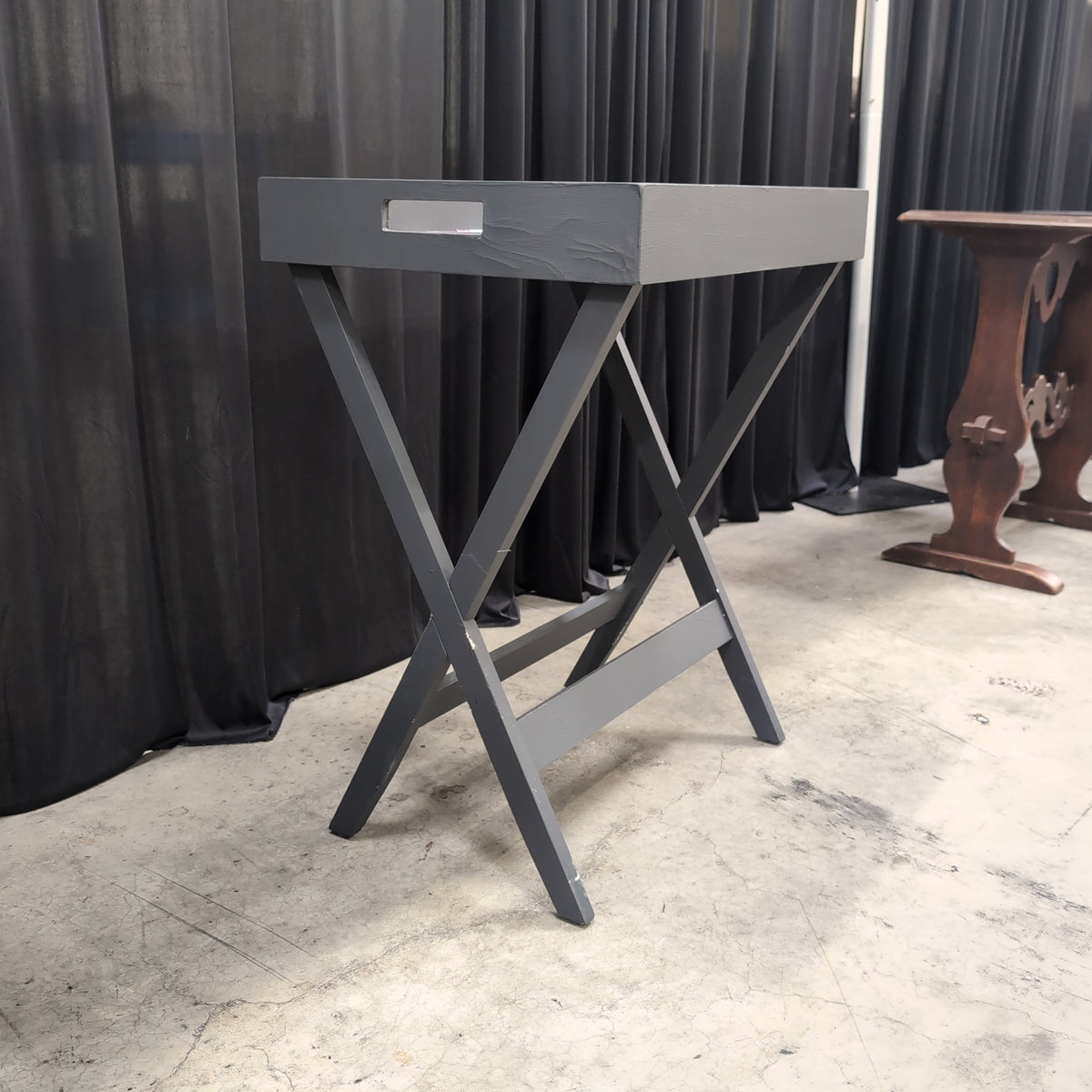 Pair of Black Folding TV Tray Tables with Floral Tops