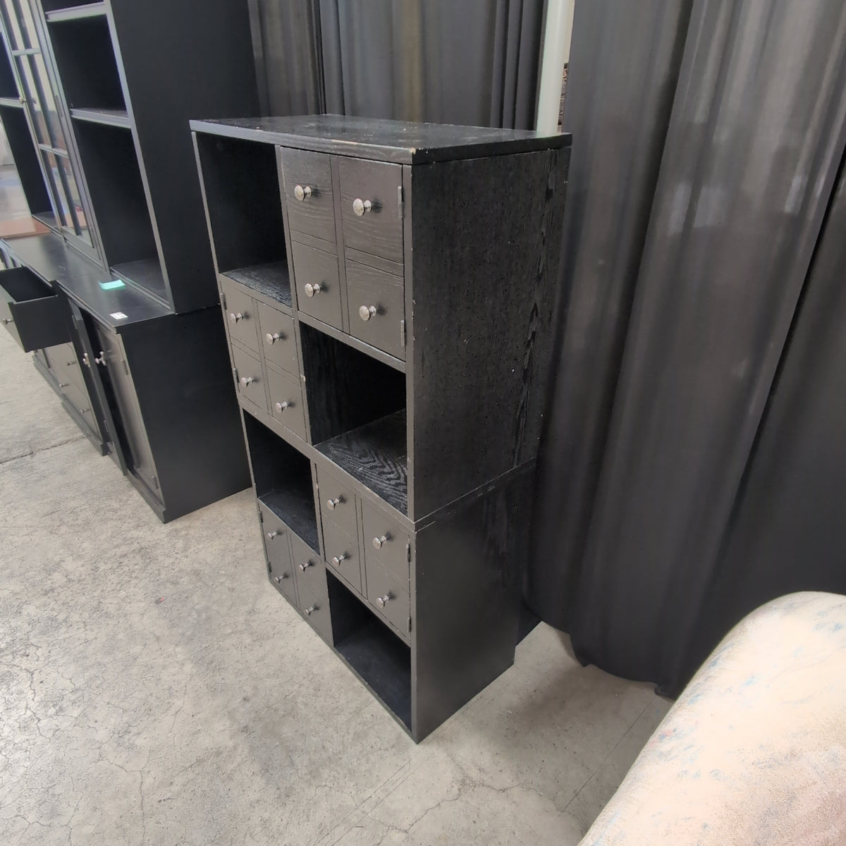 Black Finished Wood Composite Storage Cabinet with Drawers