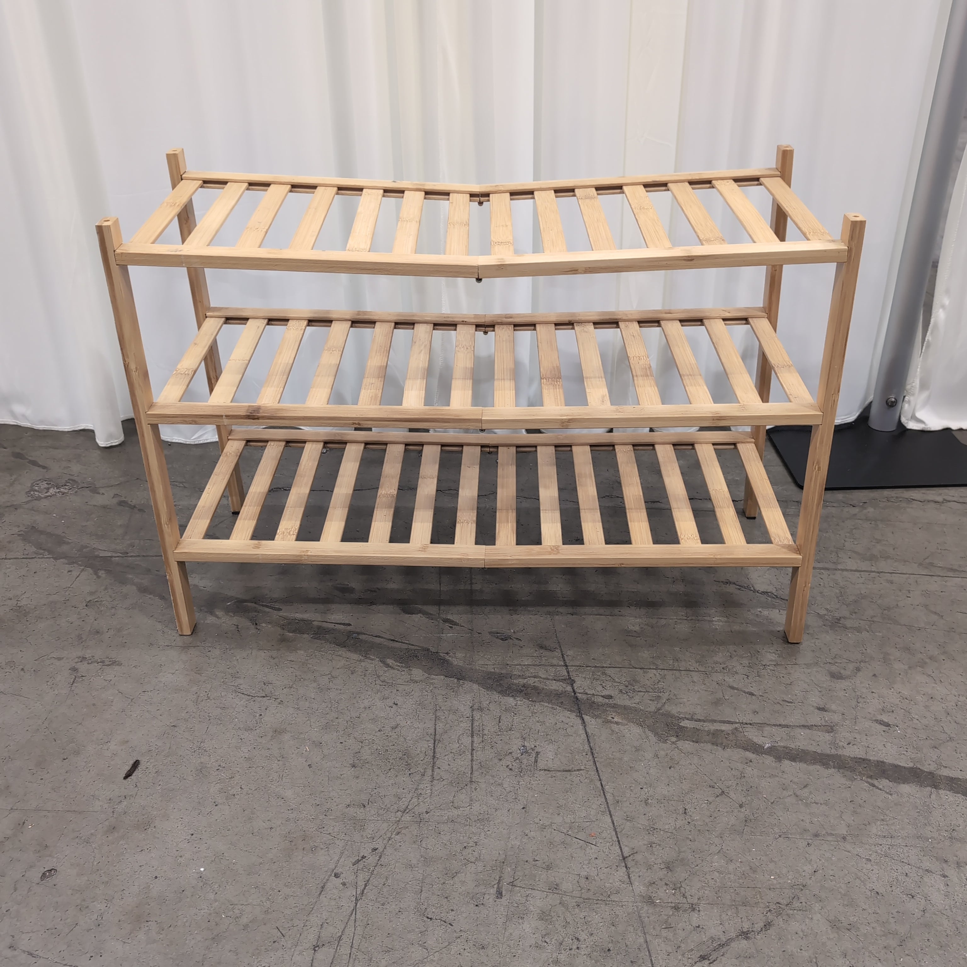 Three-Tier Slatted Storage Shoe Rack in Bamboo