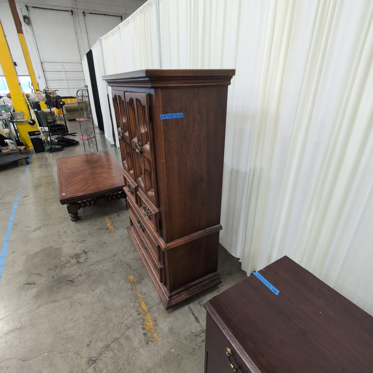 Link Taylor Furniture Dark Brown Wood French Provincial Style Armoire with Ornate Hardware