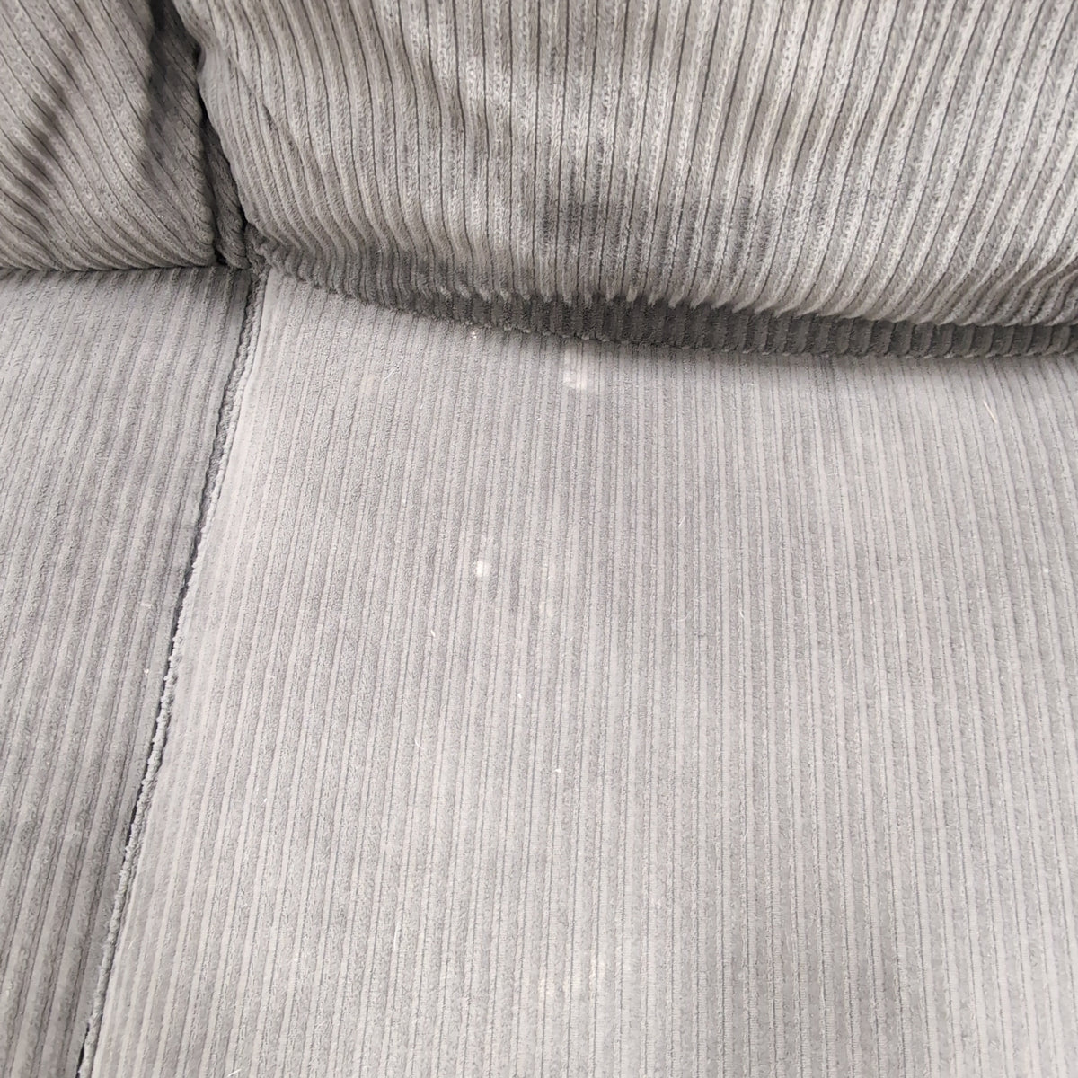Grey Ribbed Fabric Three-Seater Couch