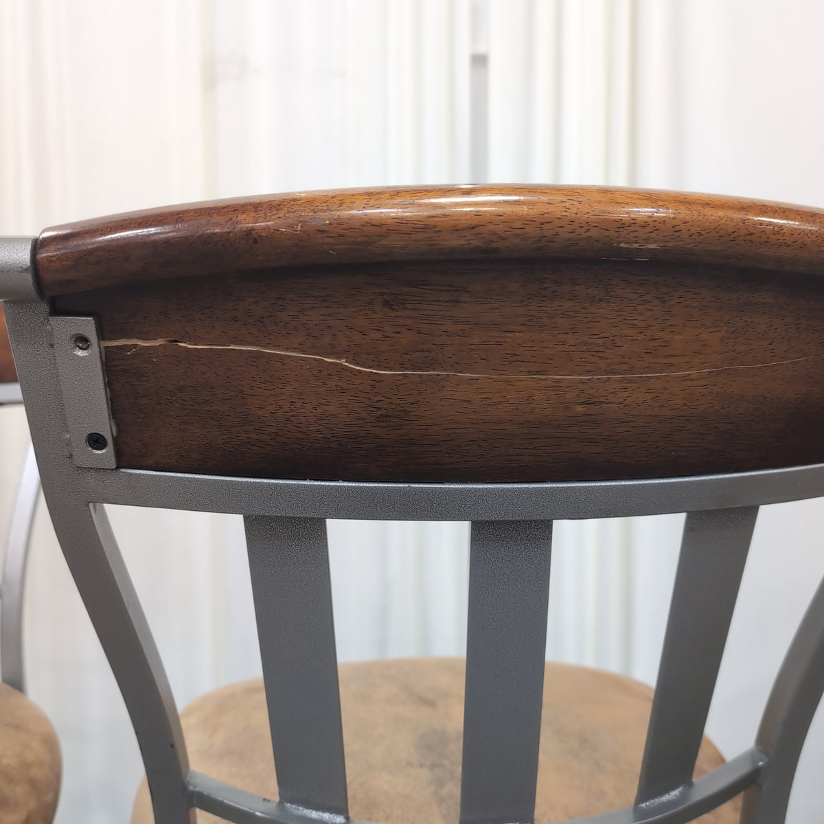 Set of four Dark Wood and Metal Frame Dining Chair