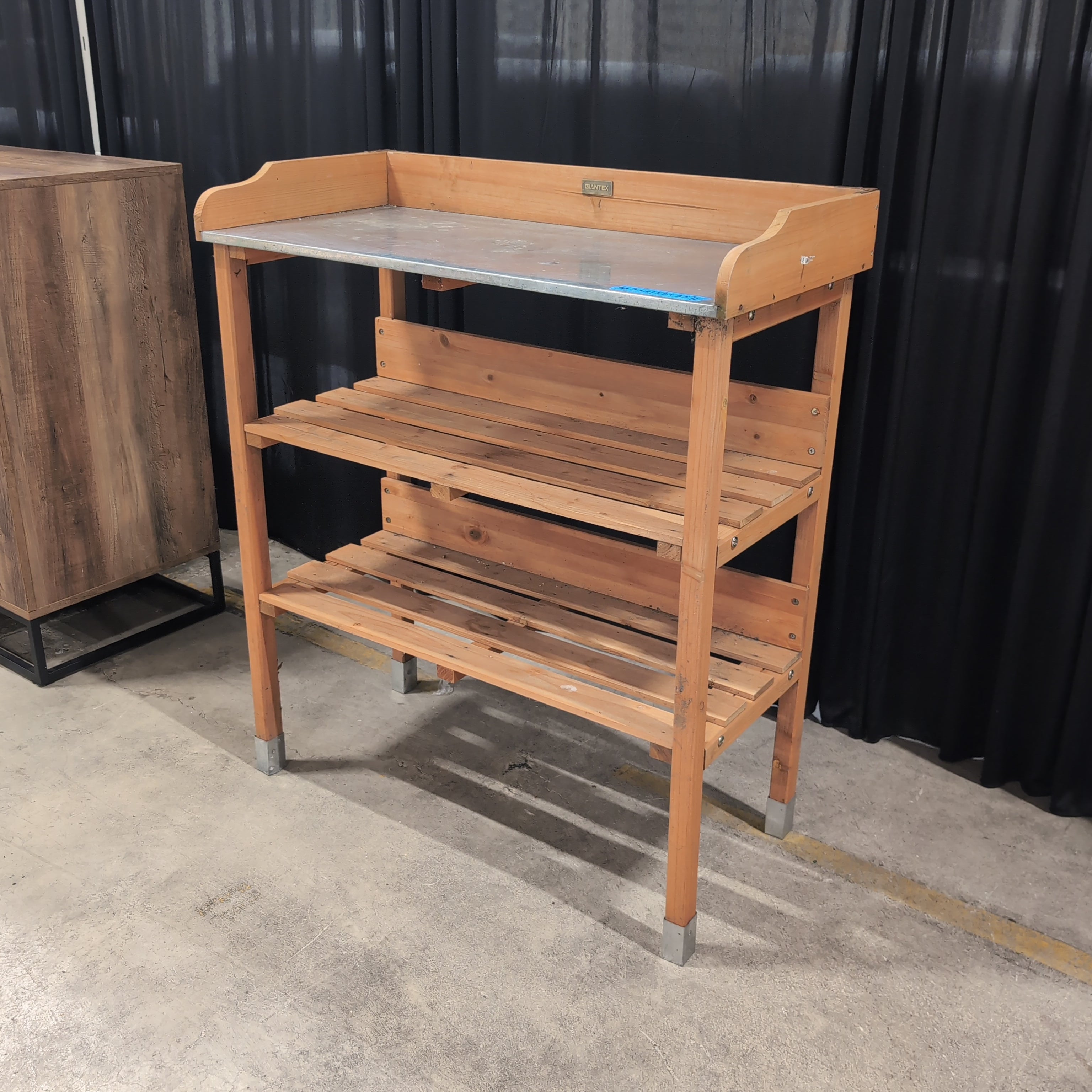 GRANTEX Wood Potting Bench with Galvanized Top