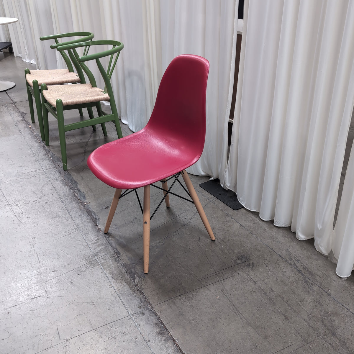 Mid-Century Style Red Dining Chair with Wood Legs