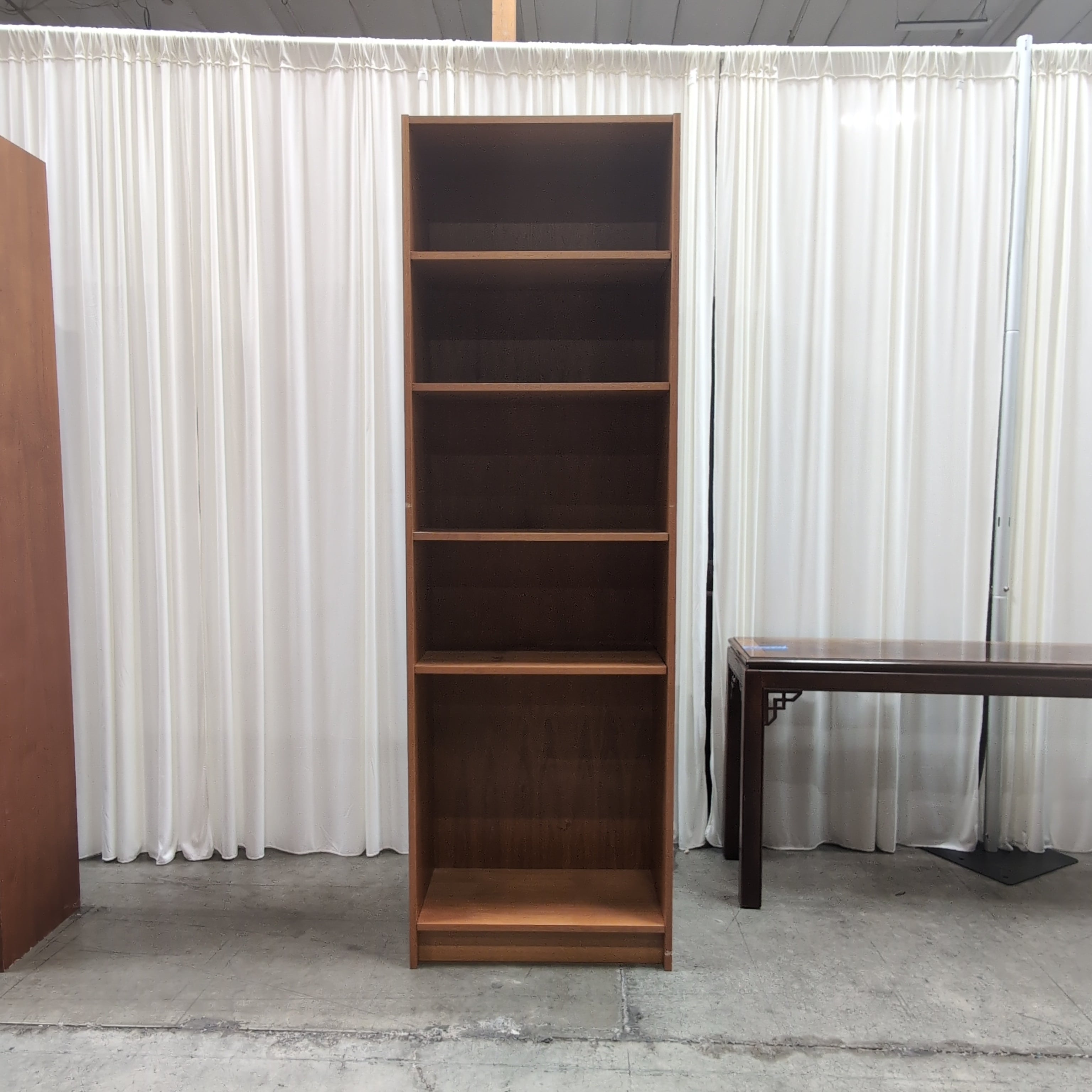Light Brown Wood Five-Shelf Bookcase