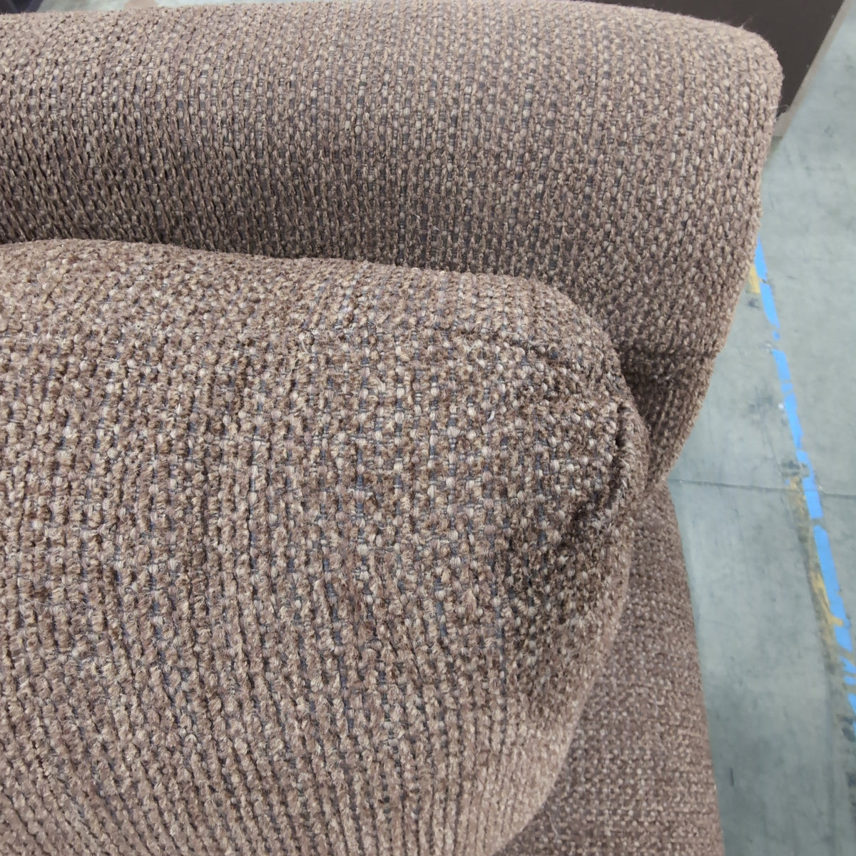 Brown Textured Fabric L-Shaped Sectional Couch with Nailhead Trim