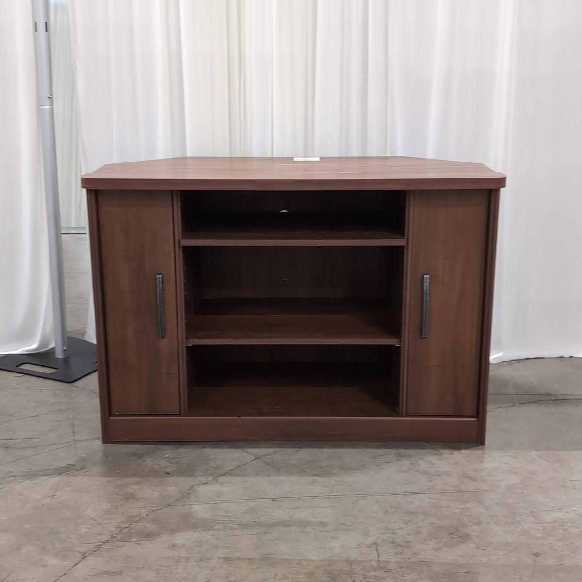 Warm Brown Wood TV Stand with Storage Doors