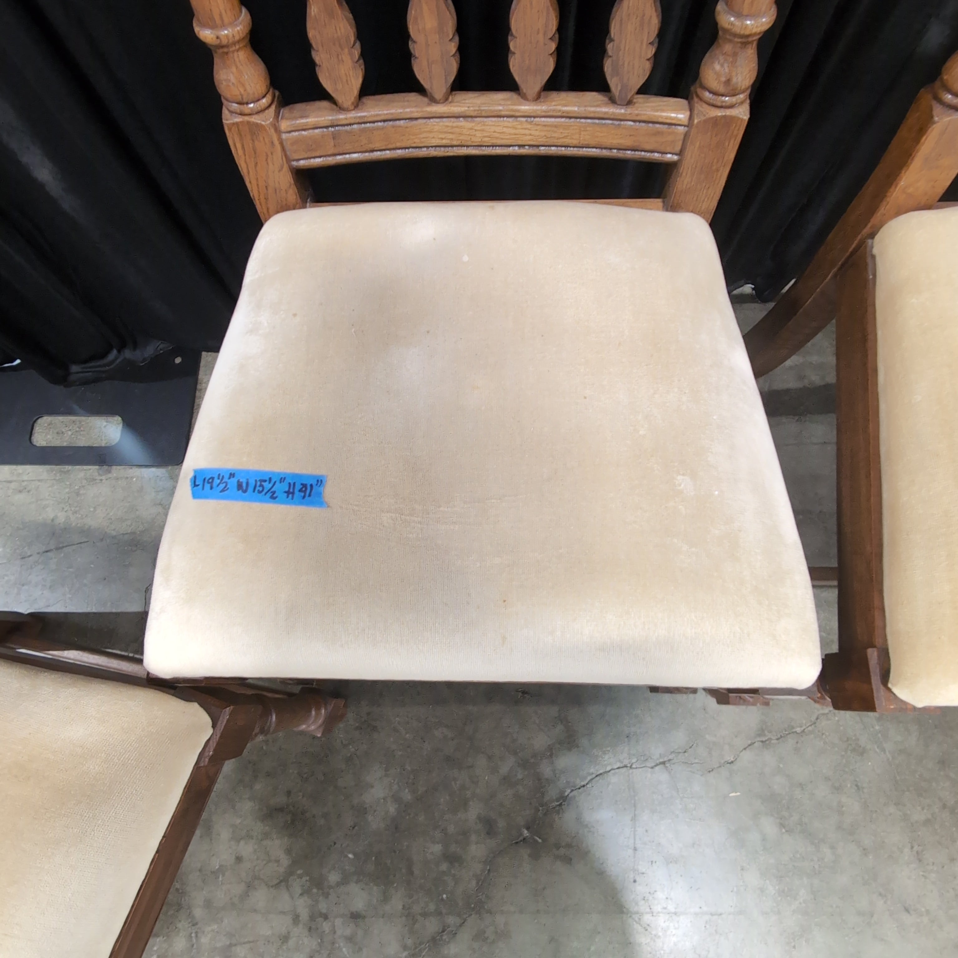 Traditional Brown Wood Dining Chairs with Beige Upholstery