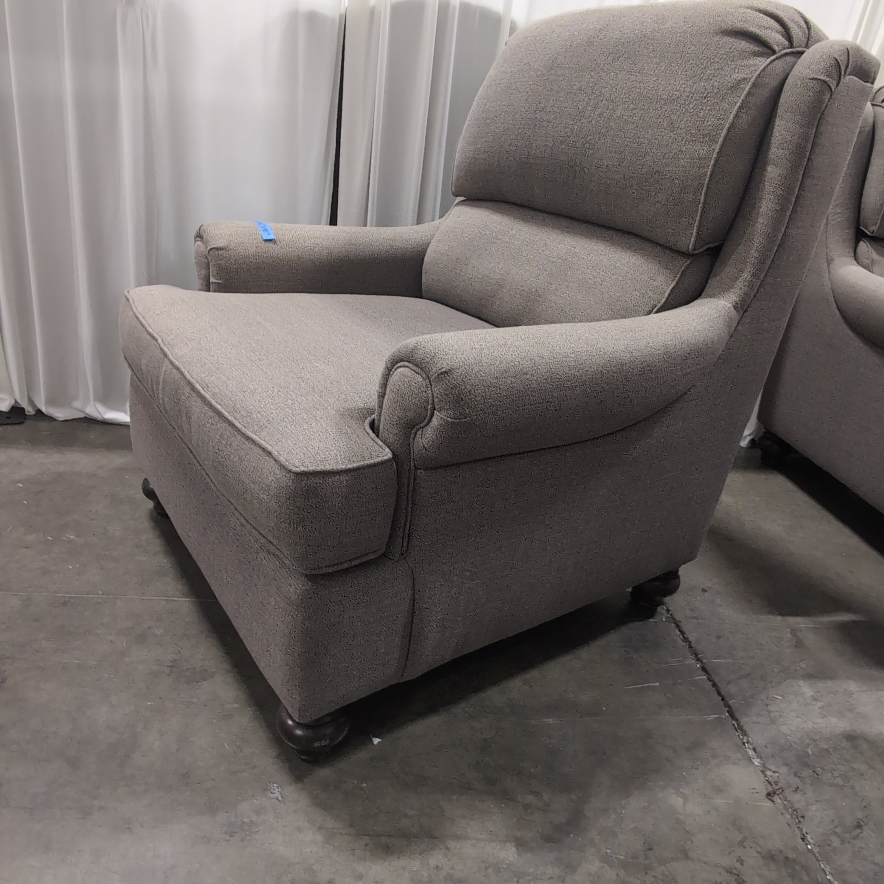 Grey Fabric Recliner with Matching Ottoman