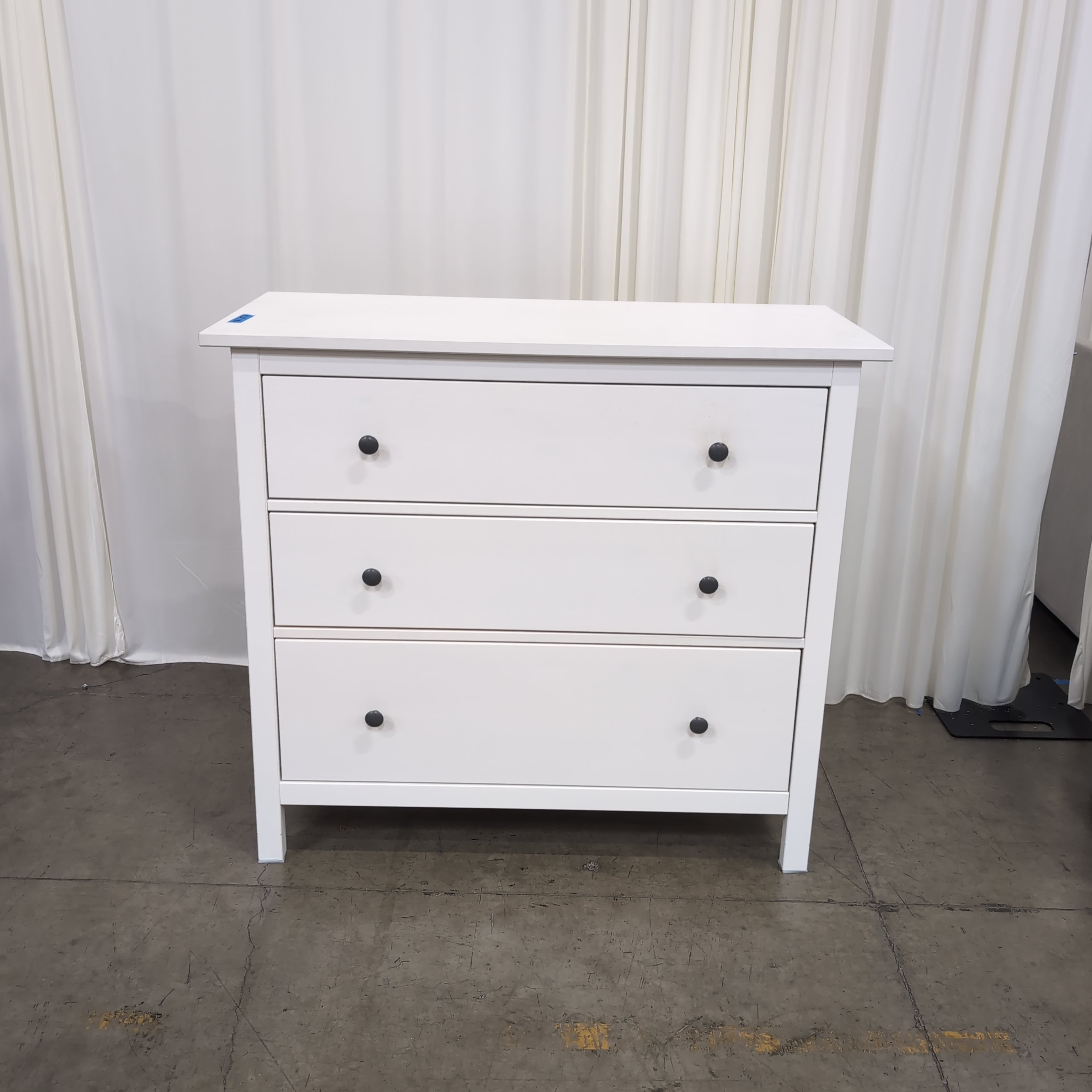 IKEA KOPPANG 3-Drawer Chest, White Dresser with Black Knobs