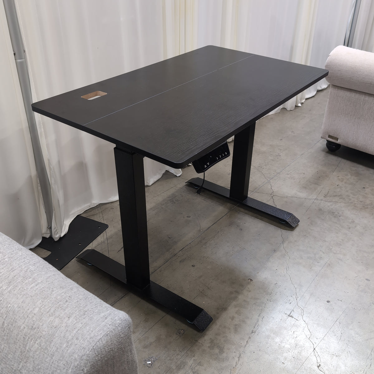 Black Adjustable Height Desk with Cable Management