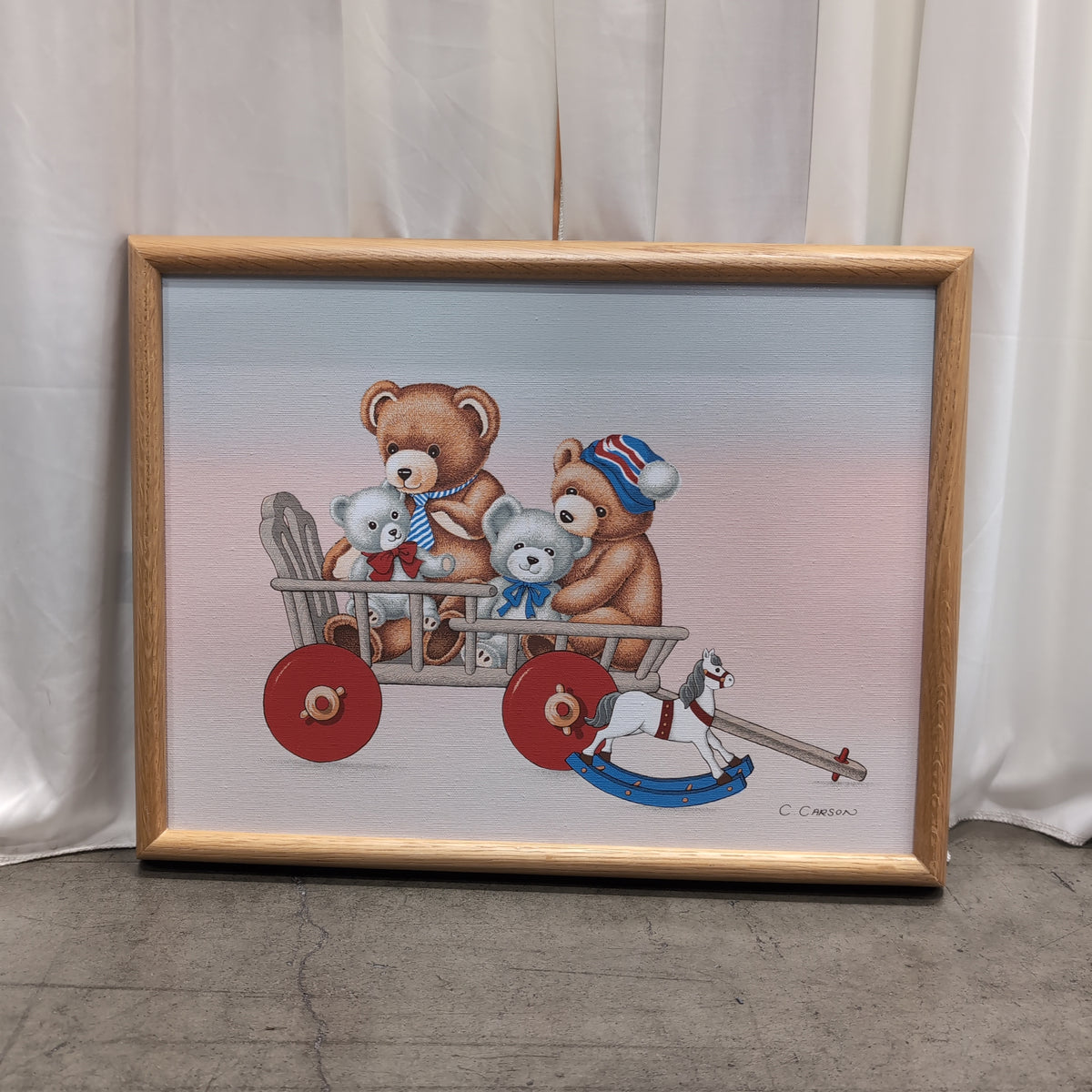 C. CARSON Teddy Bear Nursery Print in Light Wood