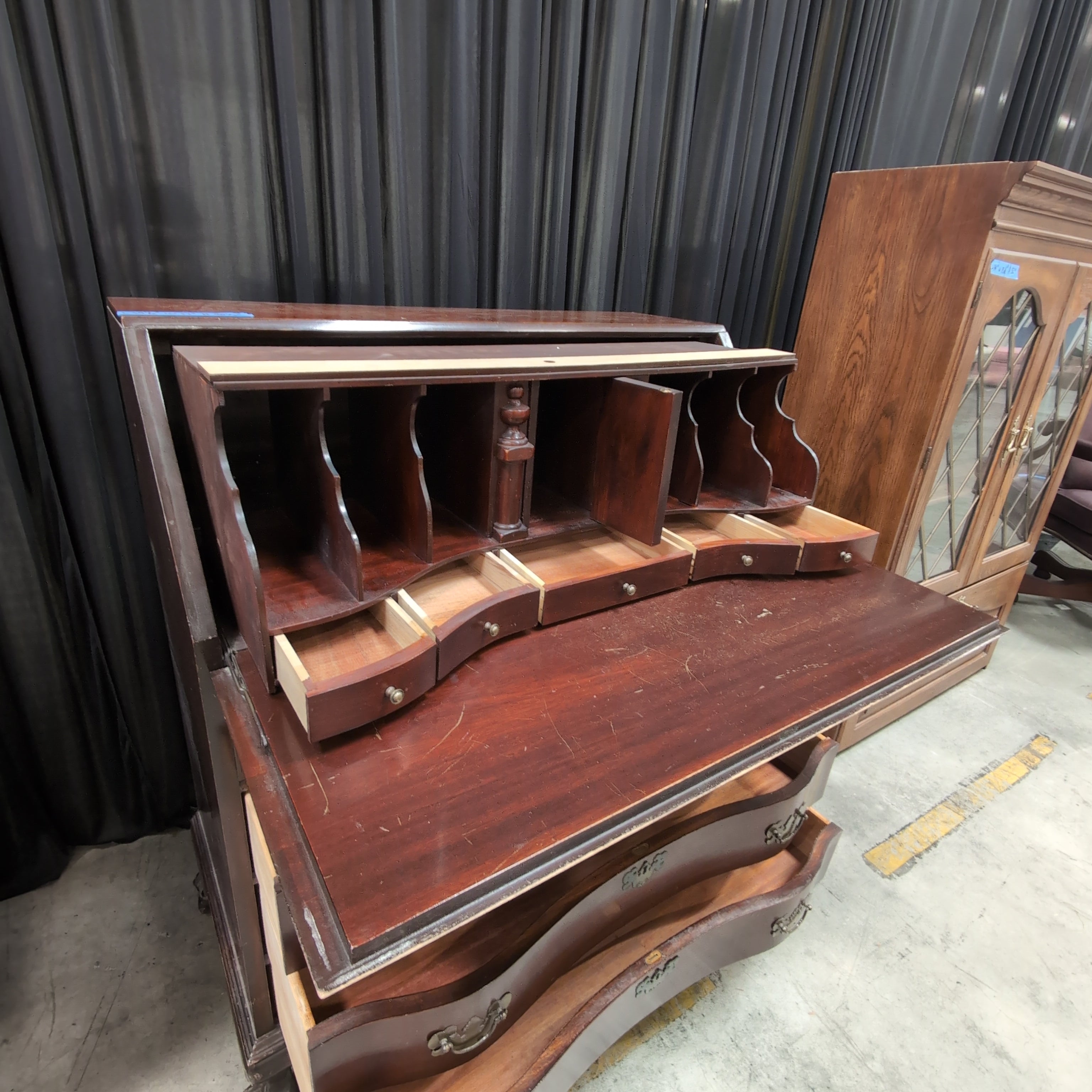 Traditional Dark Wood Secretary Desk with Claw Feet