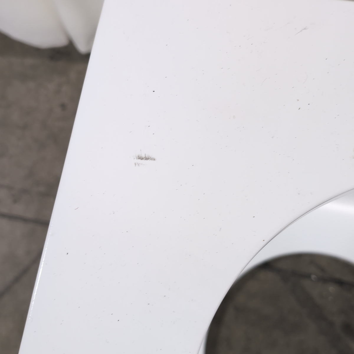 White Cube End Table with Circular Cutout