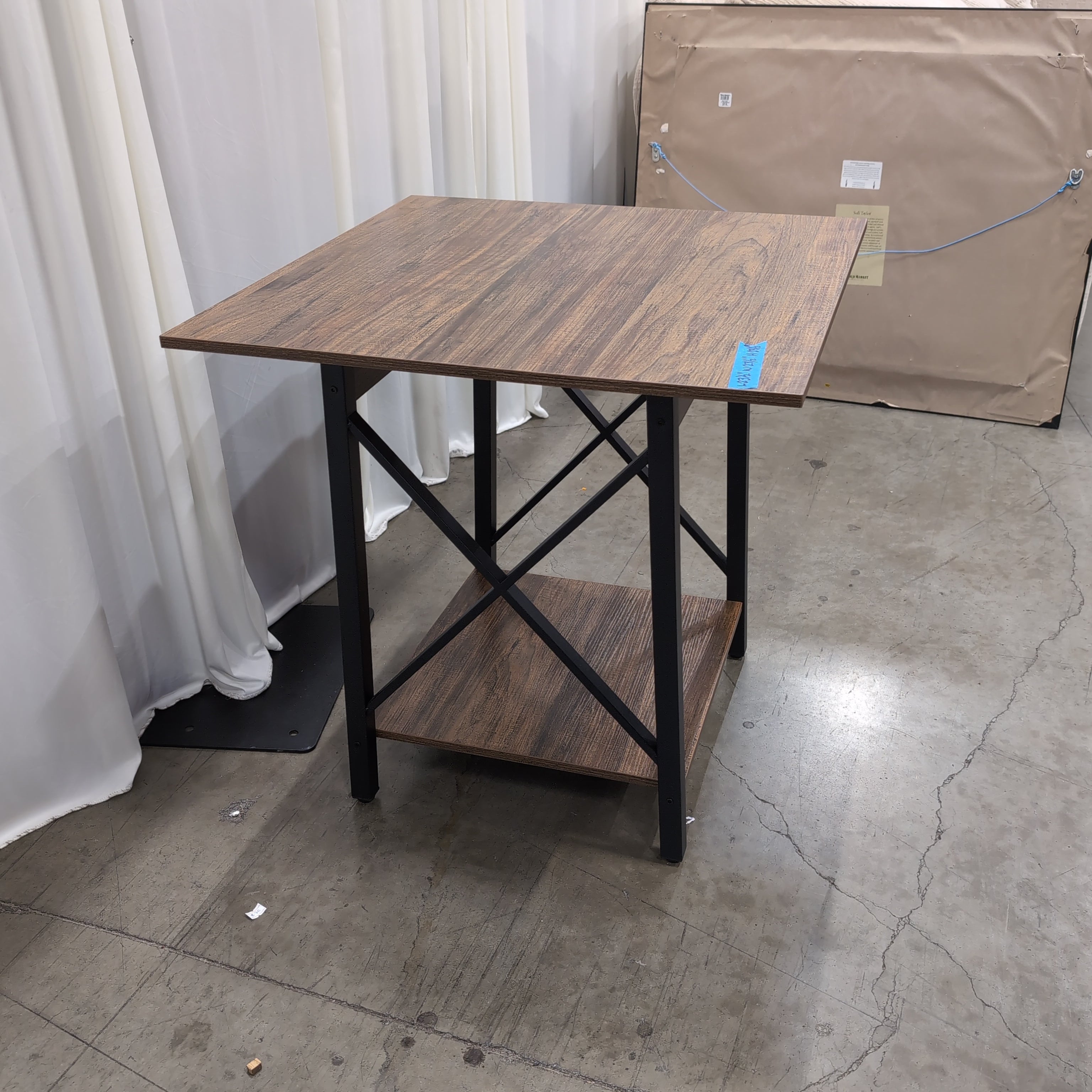 Industrial Style Brown Wood-Look End Table with Shelf