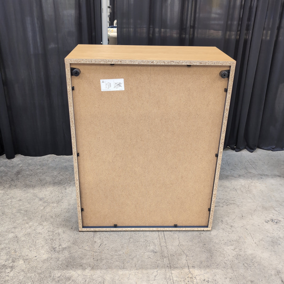 Modern Navy Blue Two-Door cabinet with Wood Top