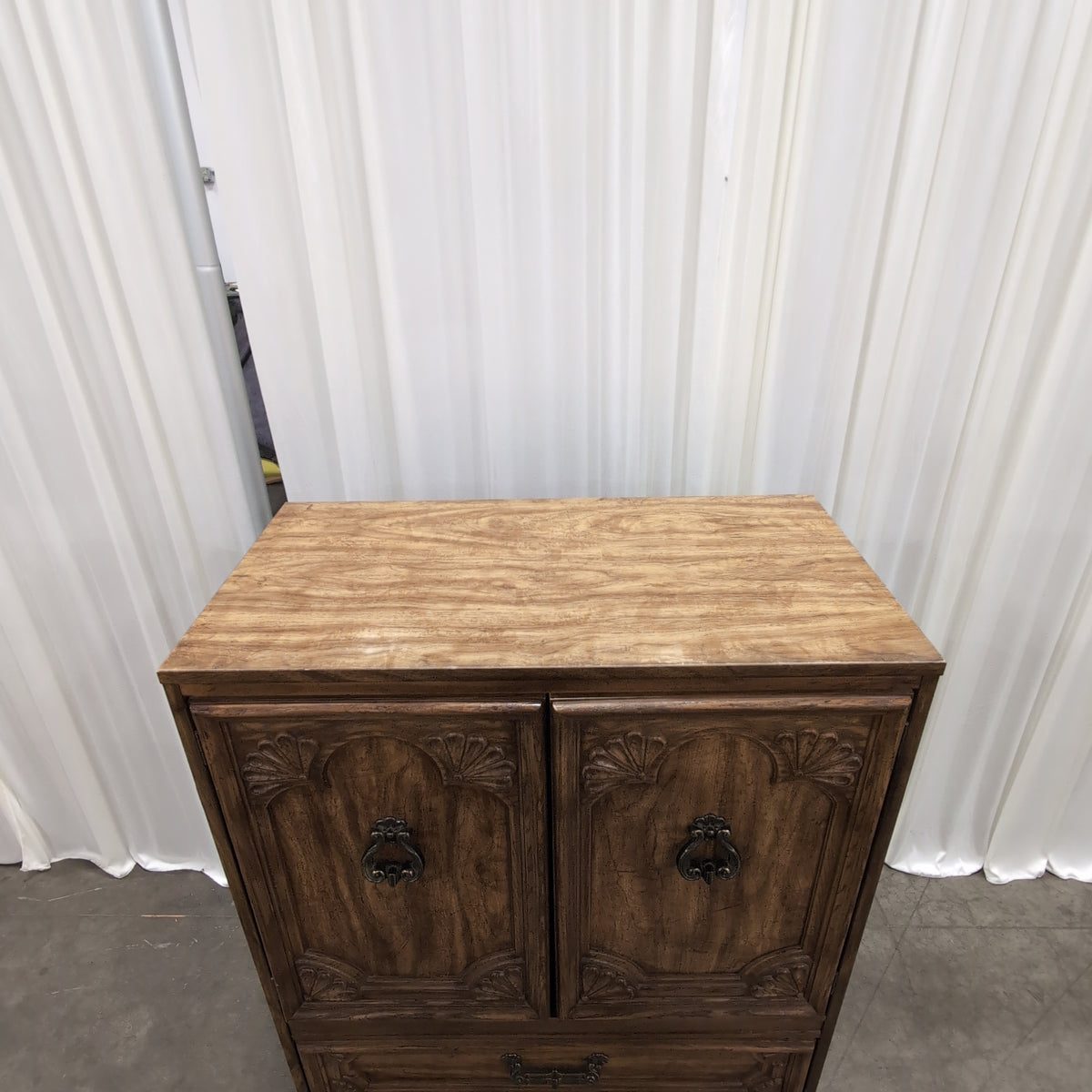 French Provincial Style Wood Dresser with Ornate Hardware
