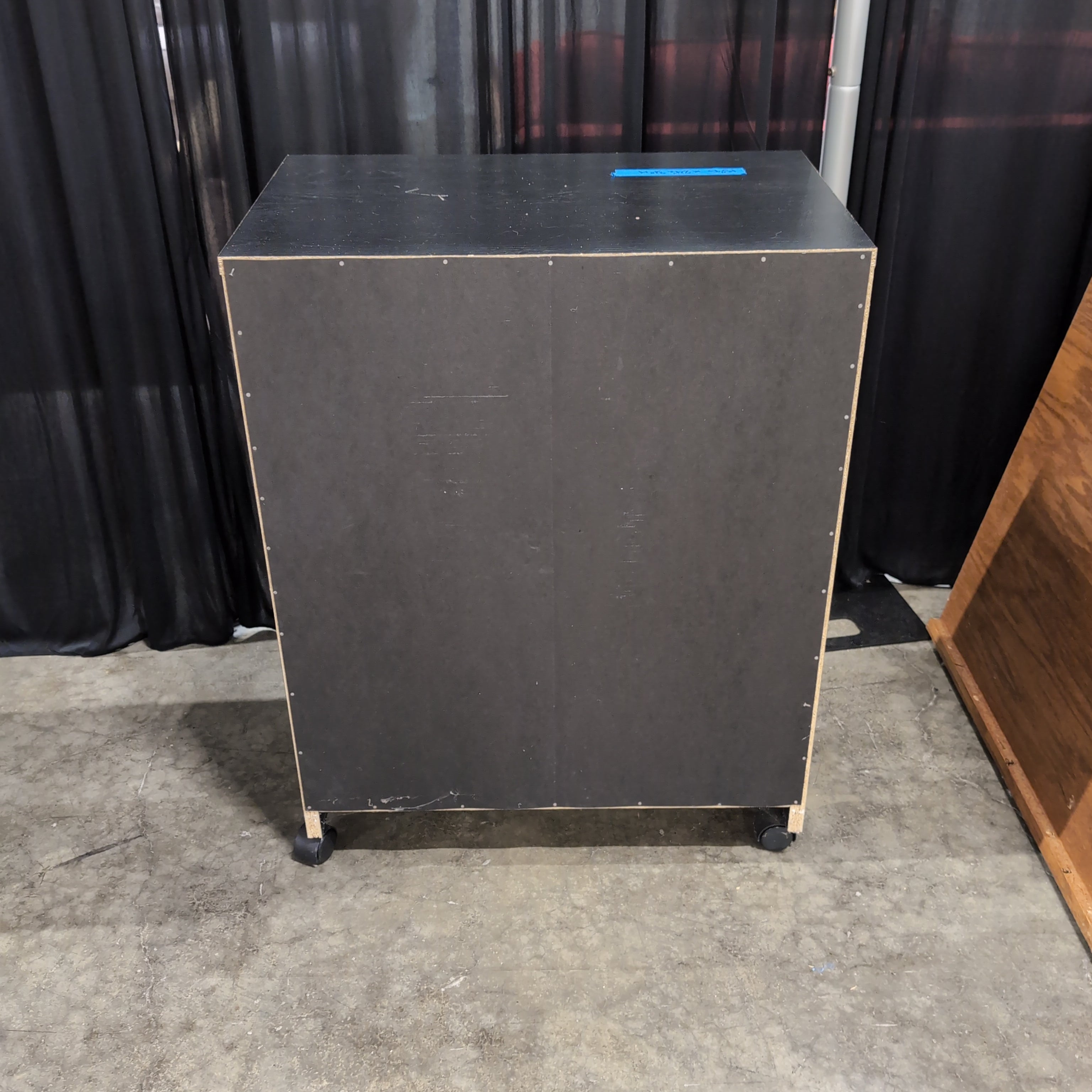 Black Wood-Look Open Shelf Nightstand with Cable Management