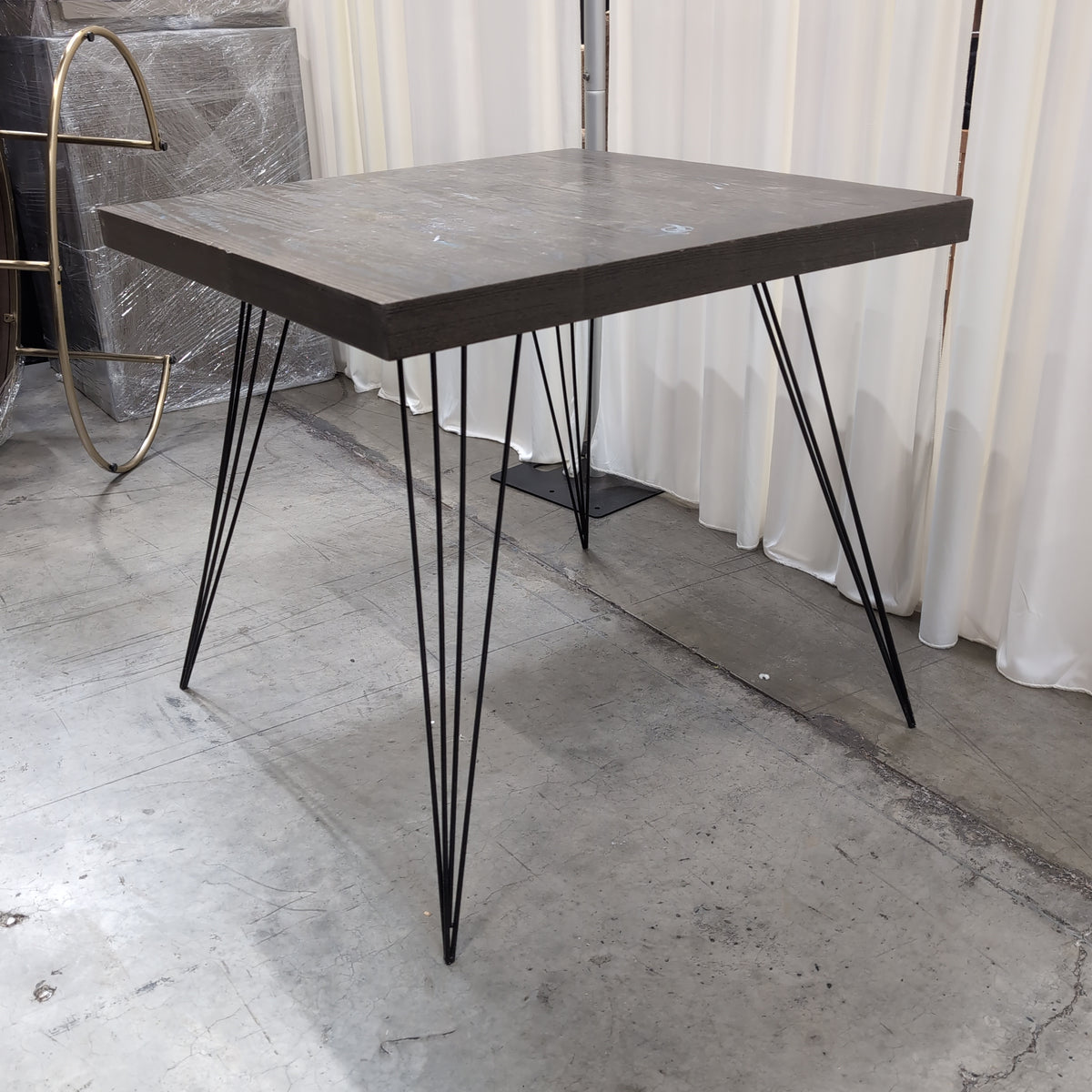Dark Wood Square Dining Table with Hairpin Legs