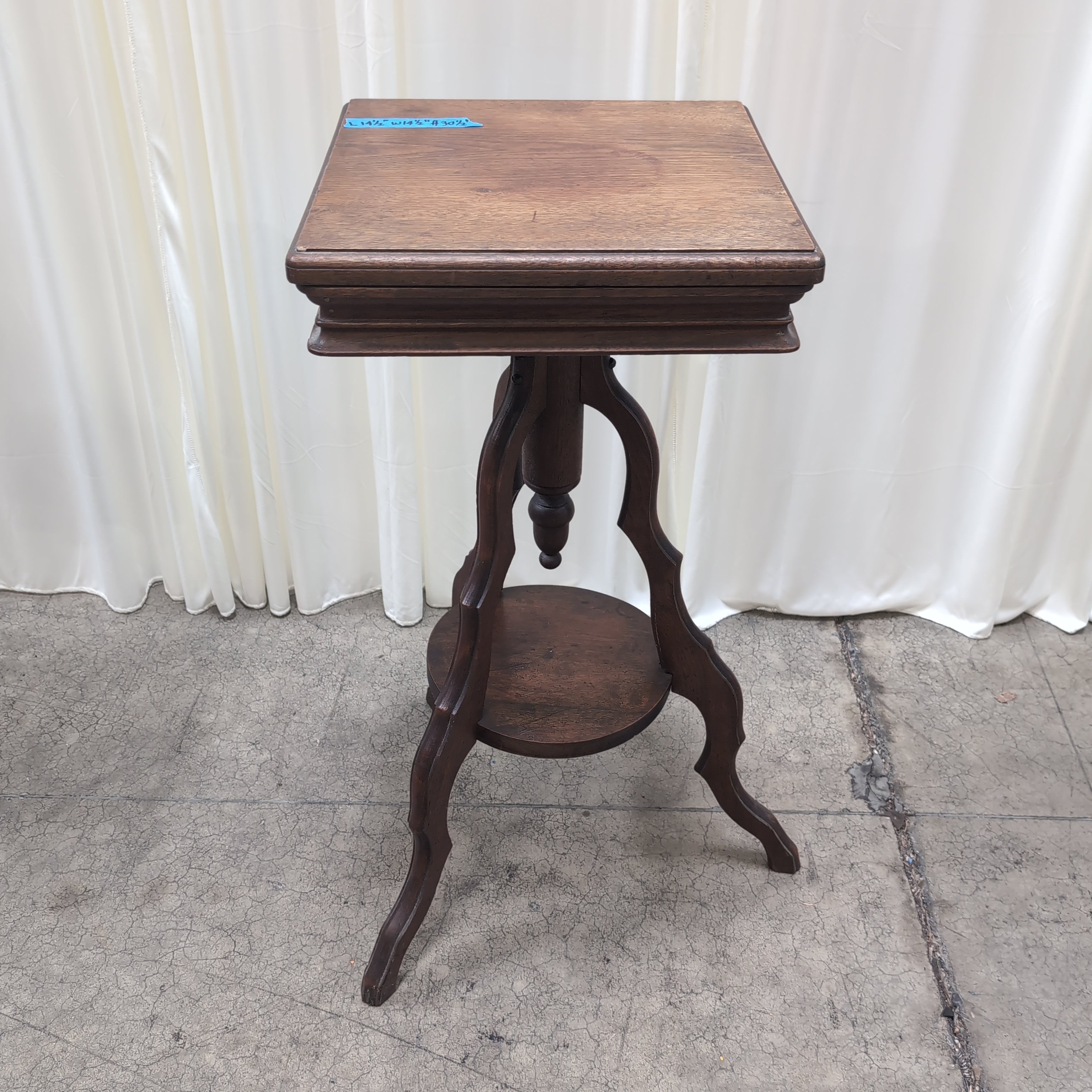 Traditional Dark Wood End Table with Lower Shelf