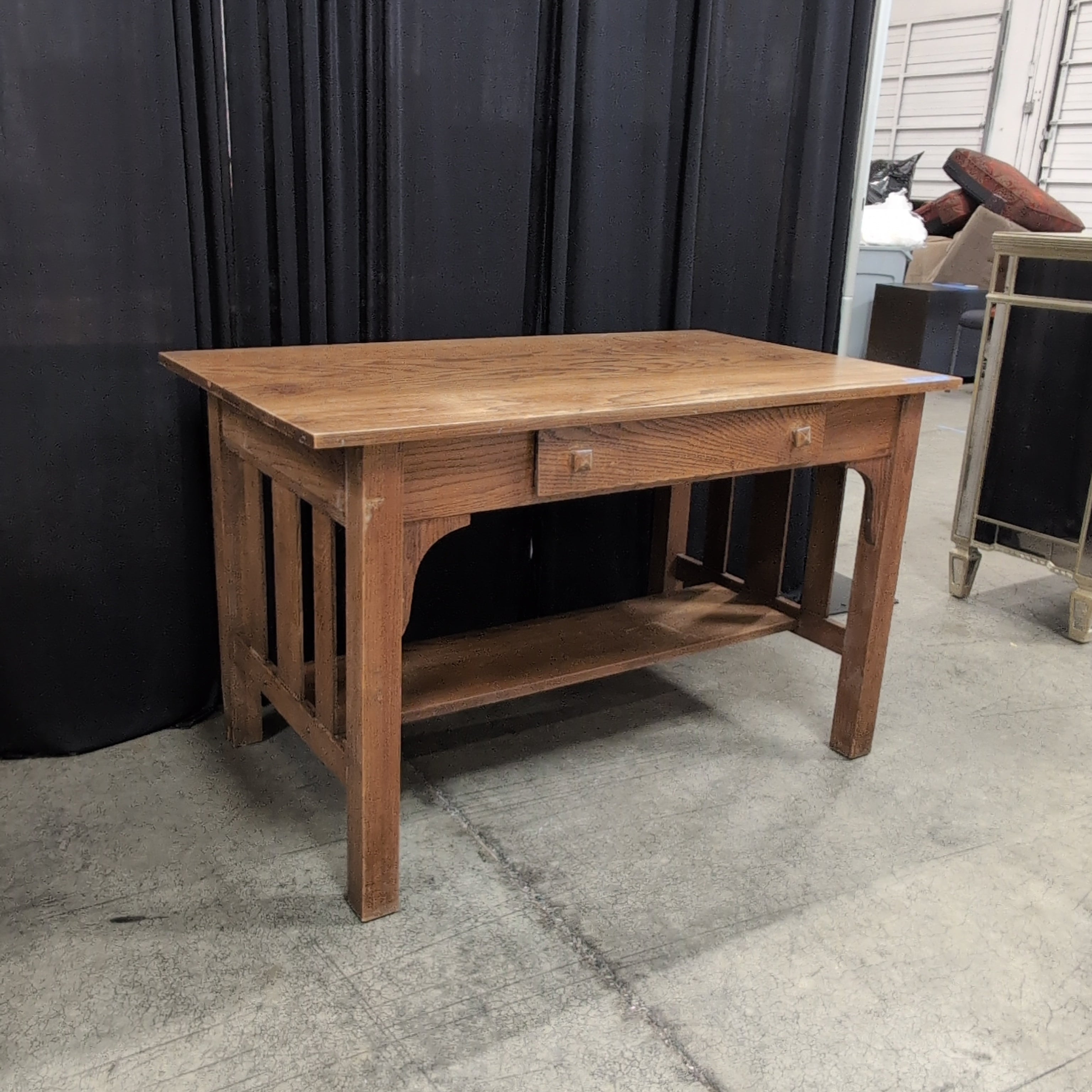 Arts and Crafts Style Wood Desk with Two Drawers